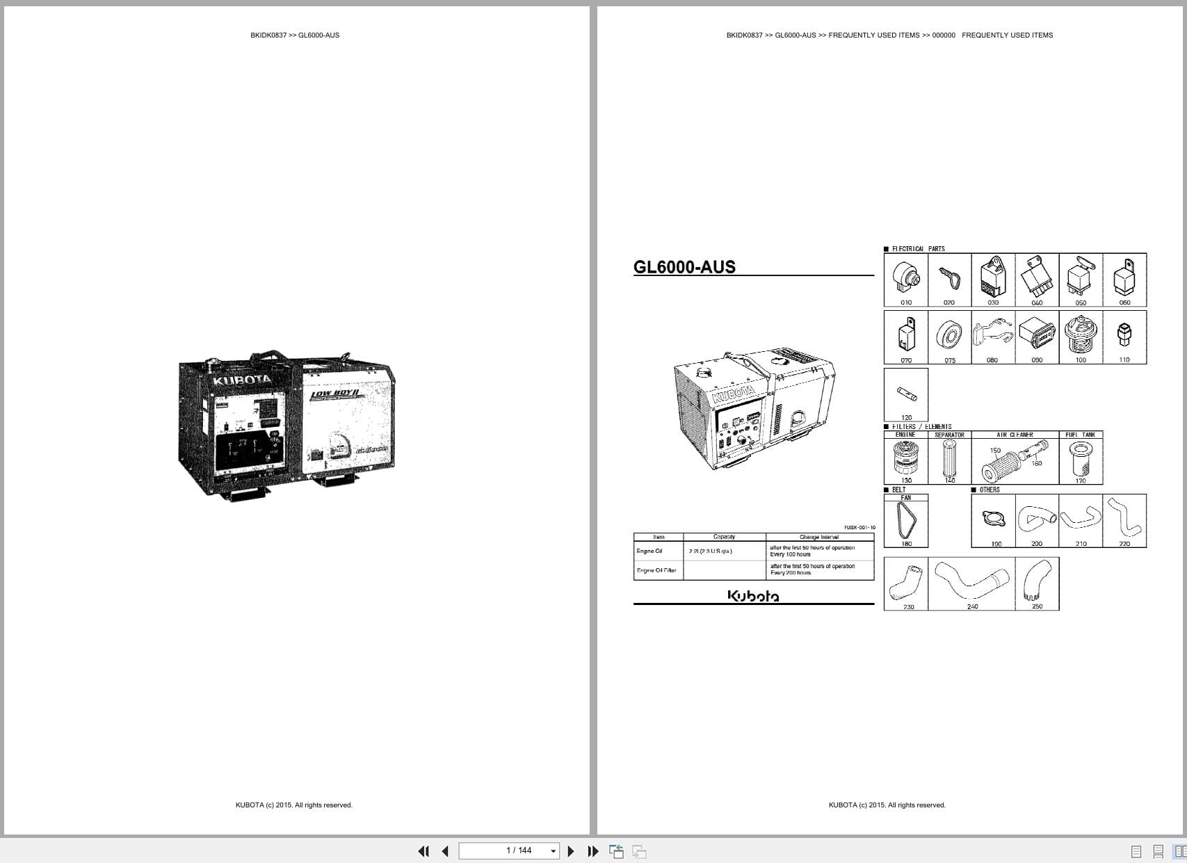 Kubota Generator GL6000 AUS Australia Parts Catalog (1)
