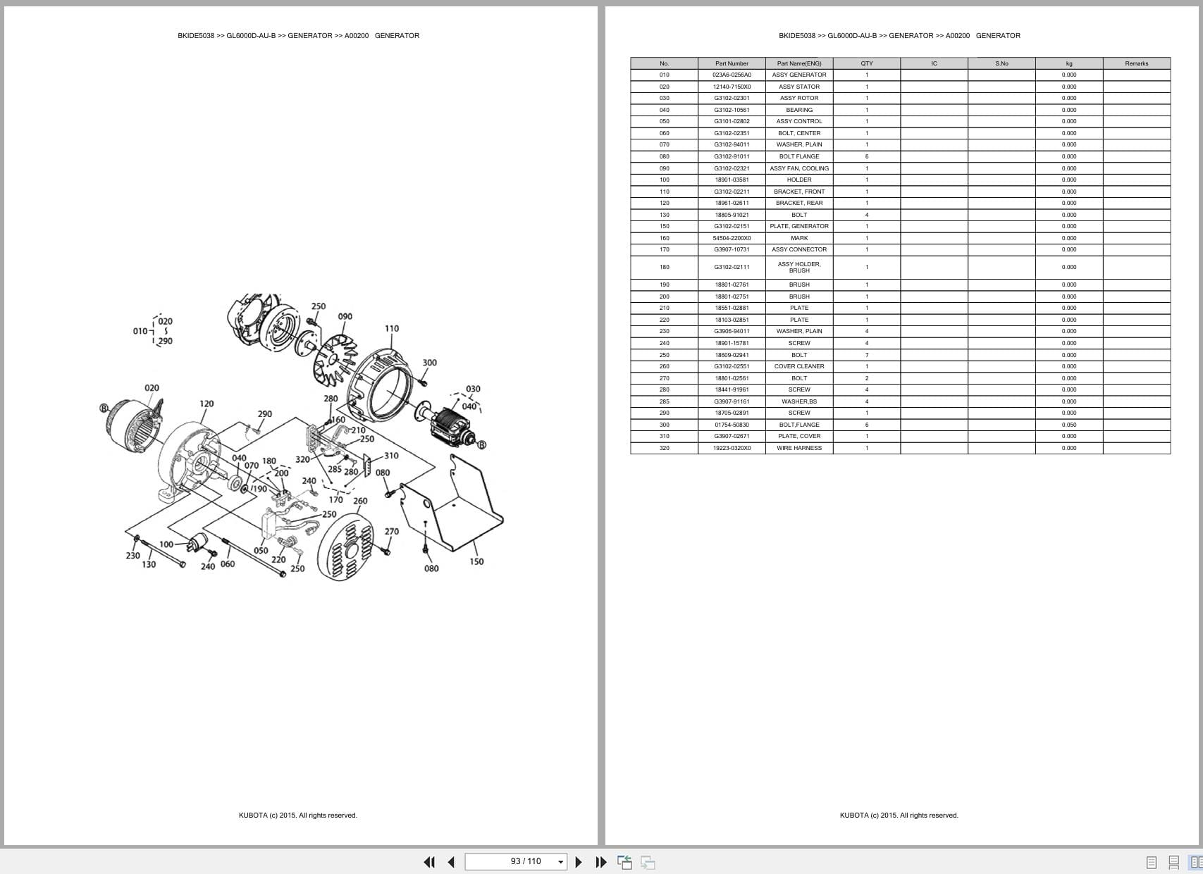 Kubota Generator GL6000D AU B Australia Parts Catalog (2)