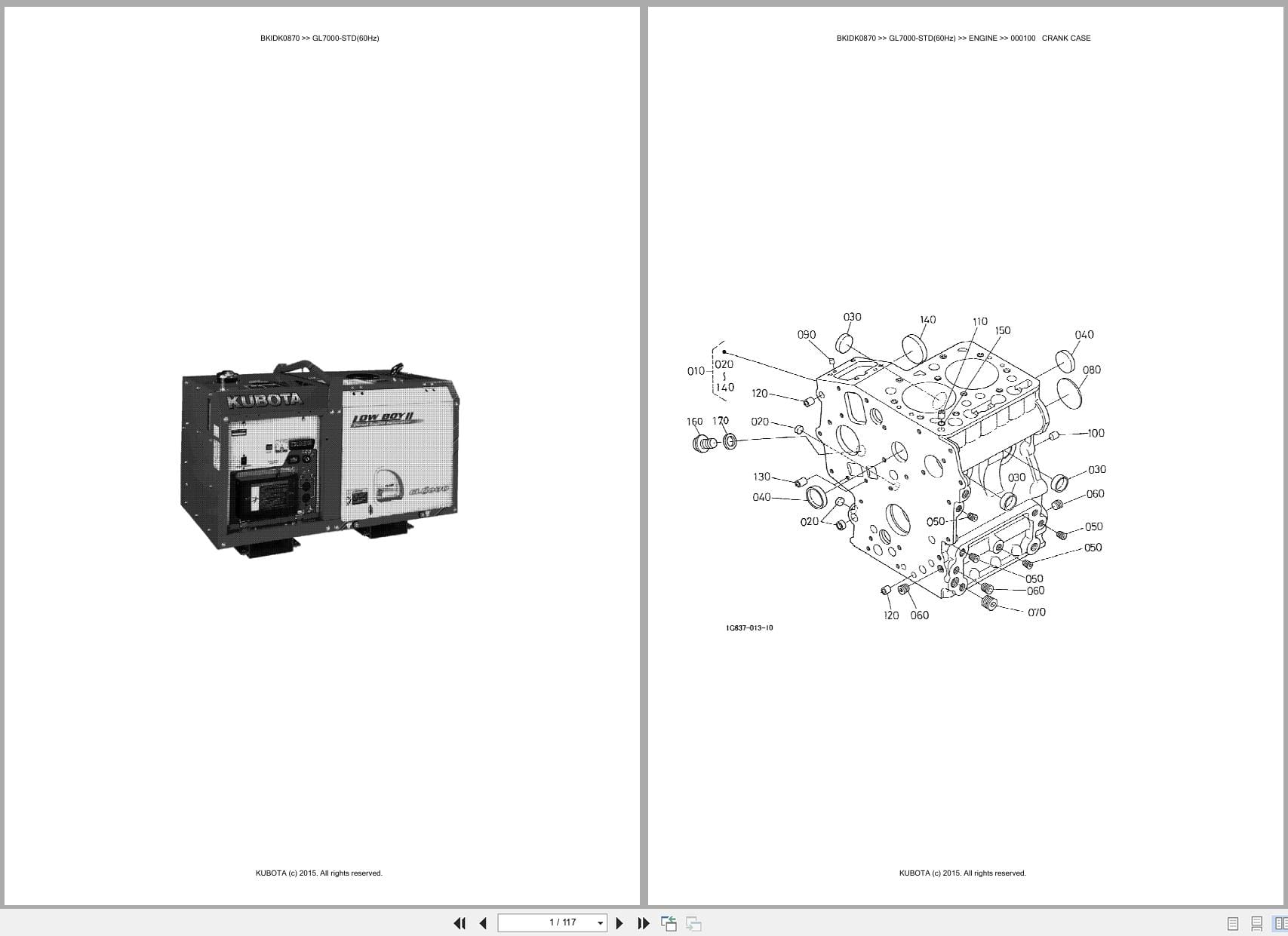 Kubota Generator GL7000 STD 60Hz Australia Parts Catalog (1)