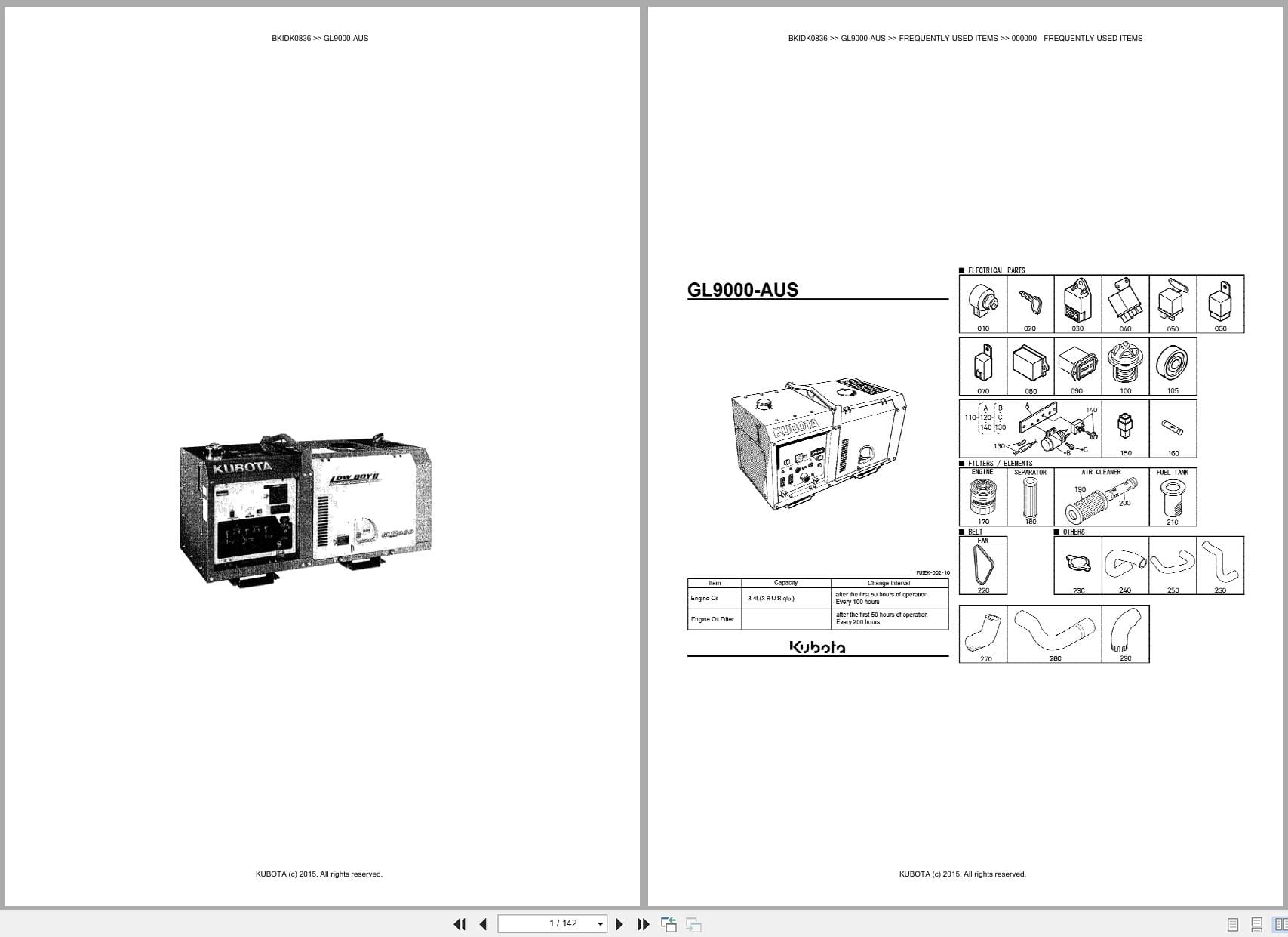 Kubota Generator GL9000 AUS Australia Parts Catalog (1)
