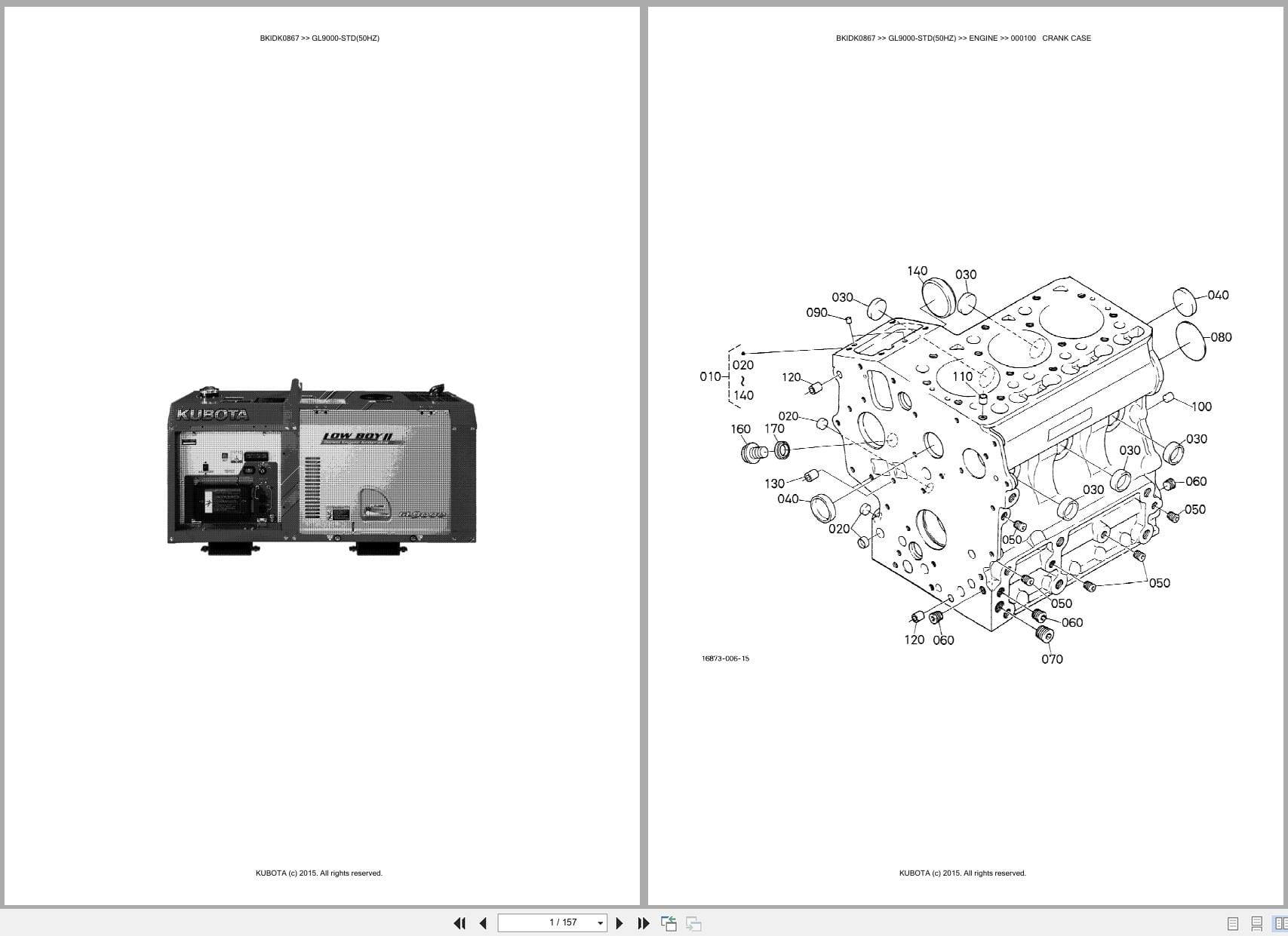 Kubota Generator GL9000 STD 50HZ Australia Parts Catalog (1)