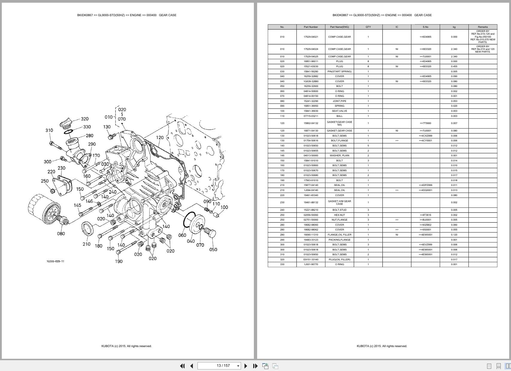 Kubota Generator GL9000 STD 50HZ Australia Parts Catalog (2)