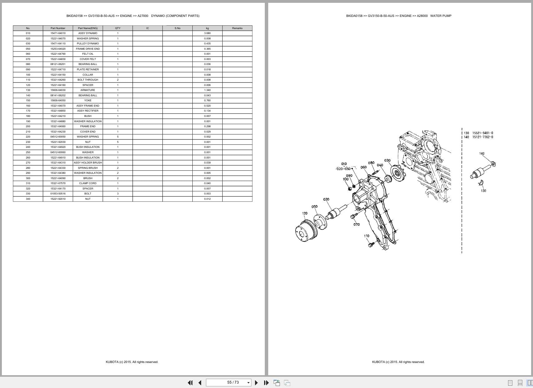 Kubota Generator GV3150 B 50 AUS Australia Parts Catalog (2)