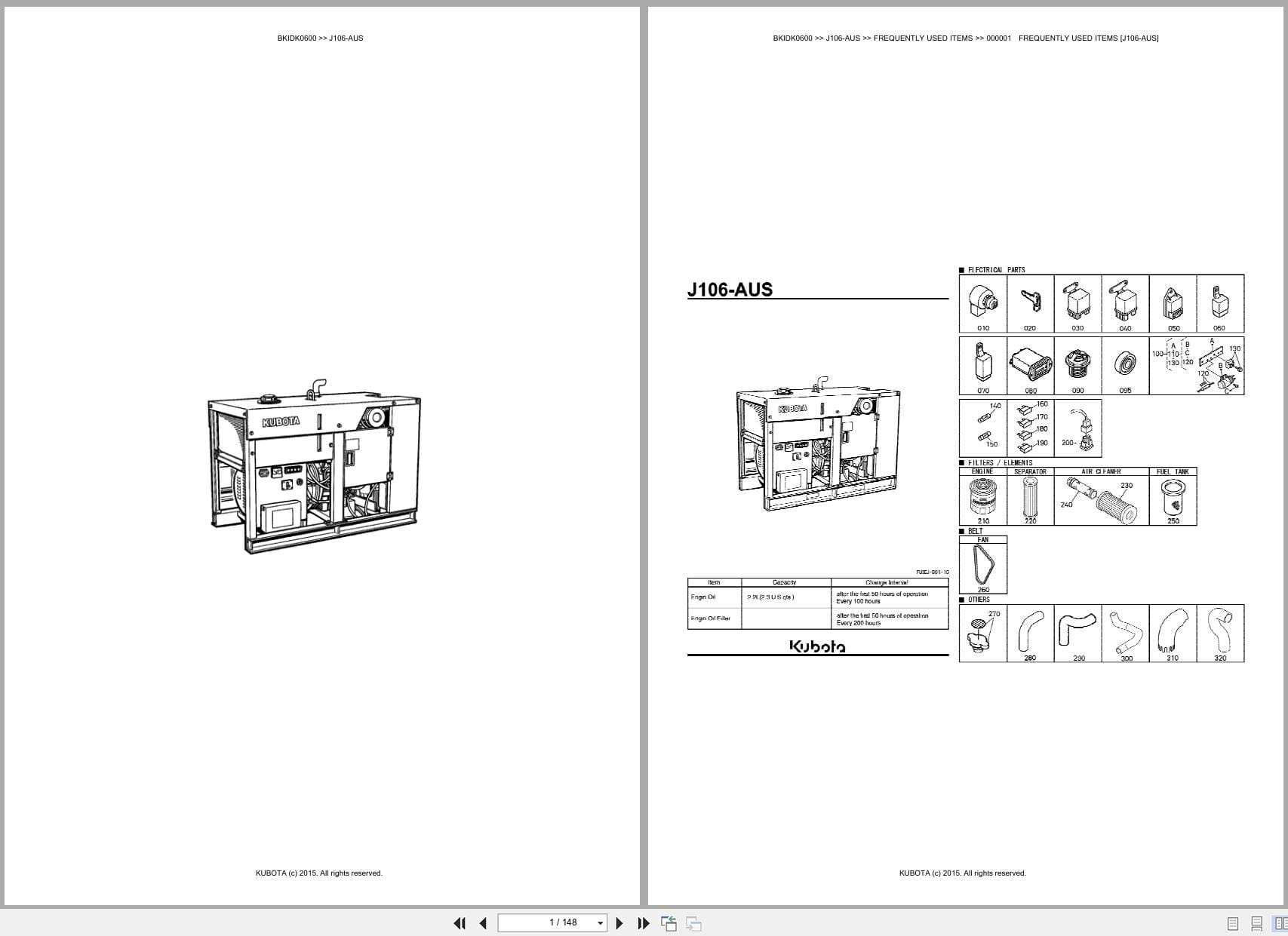 Kubota Generator J106 AUS Australia Parts Catalog (1)