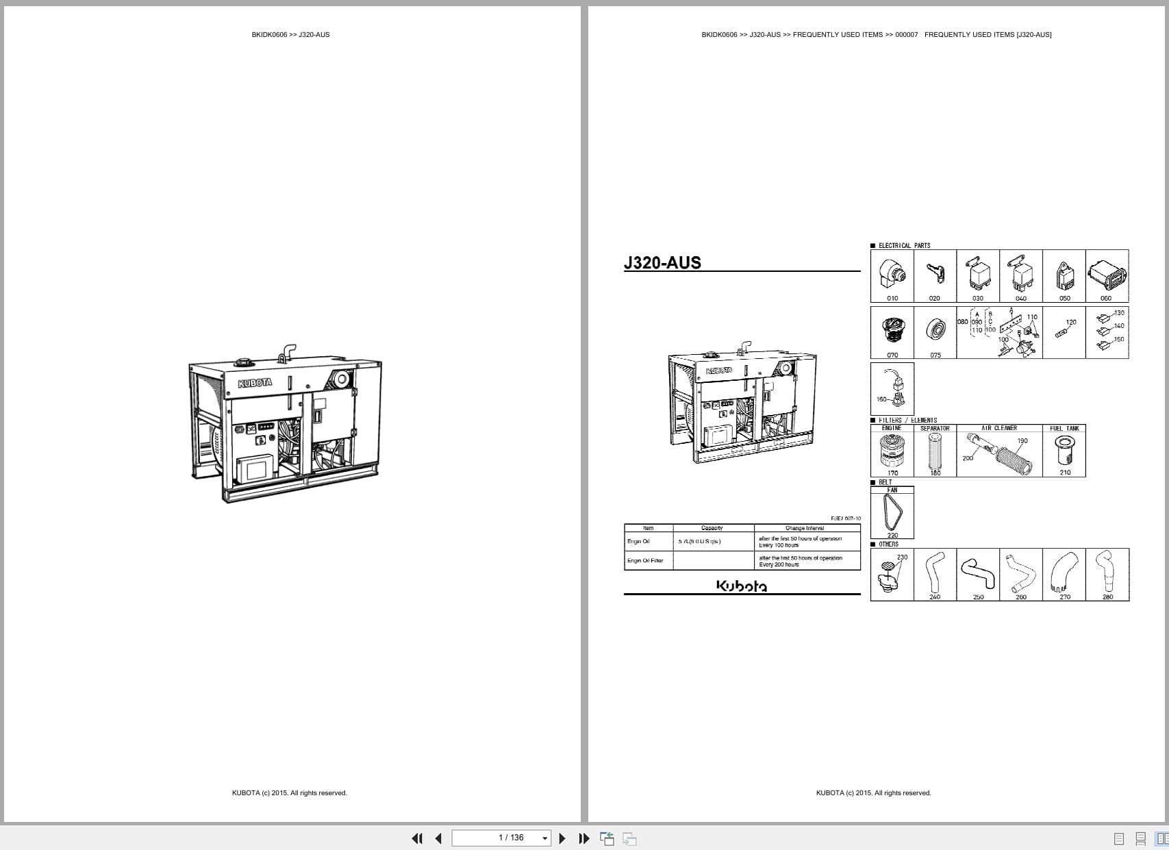 Kubota Generator J320 AUS Australia Parts Catalog (1)