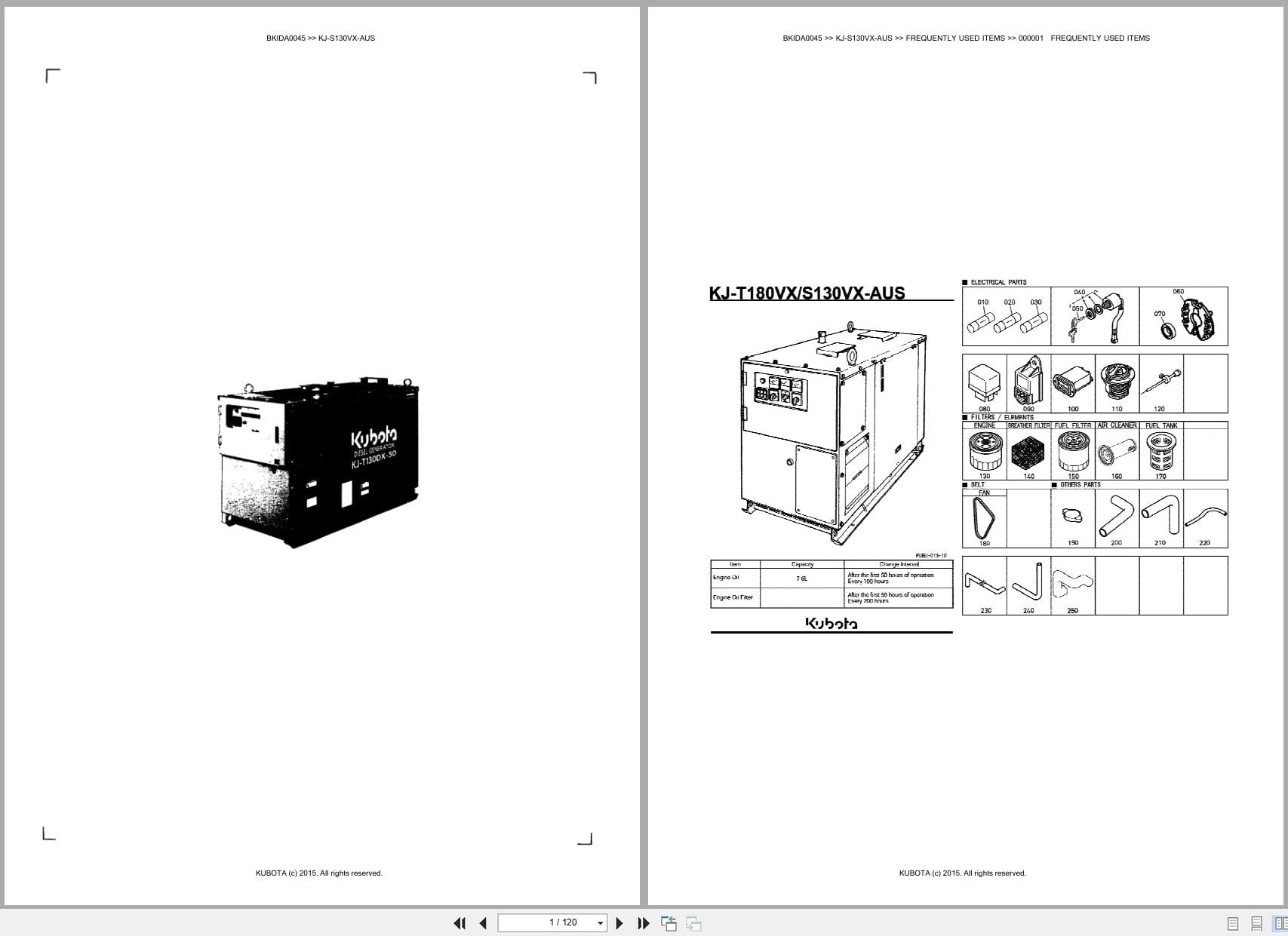 Kubota Generator KJ S130VX AUS Australia Parts Catalog (1)