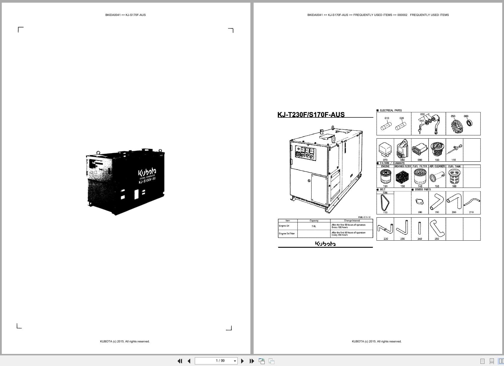 Kubota Generator KJ S170F AUS Australia Parts Catalog (1)