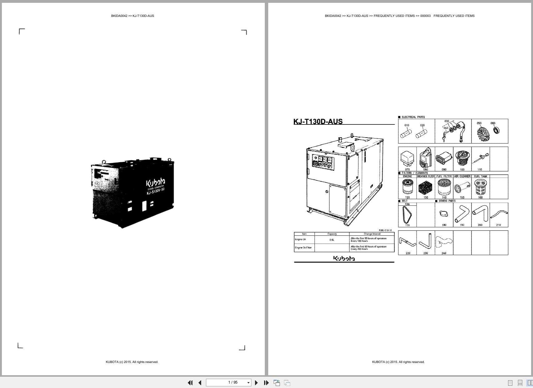 Kubota Generator KJ T130D AUS Australia Parts Catalog (1)