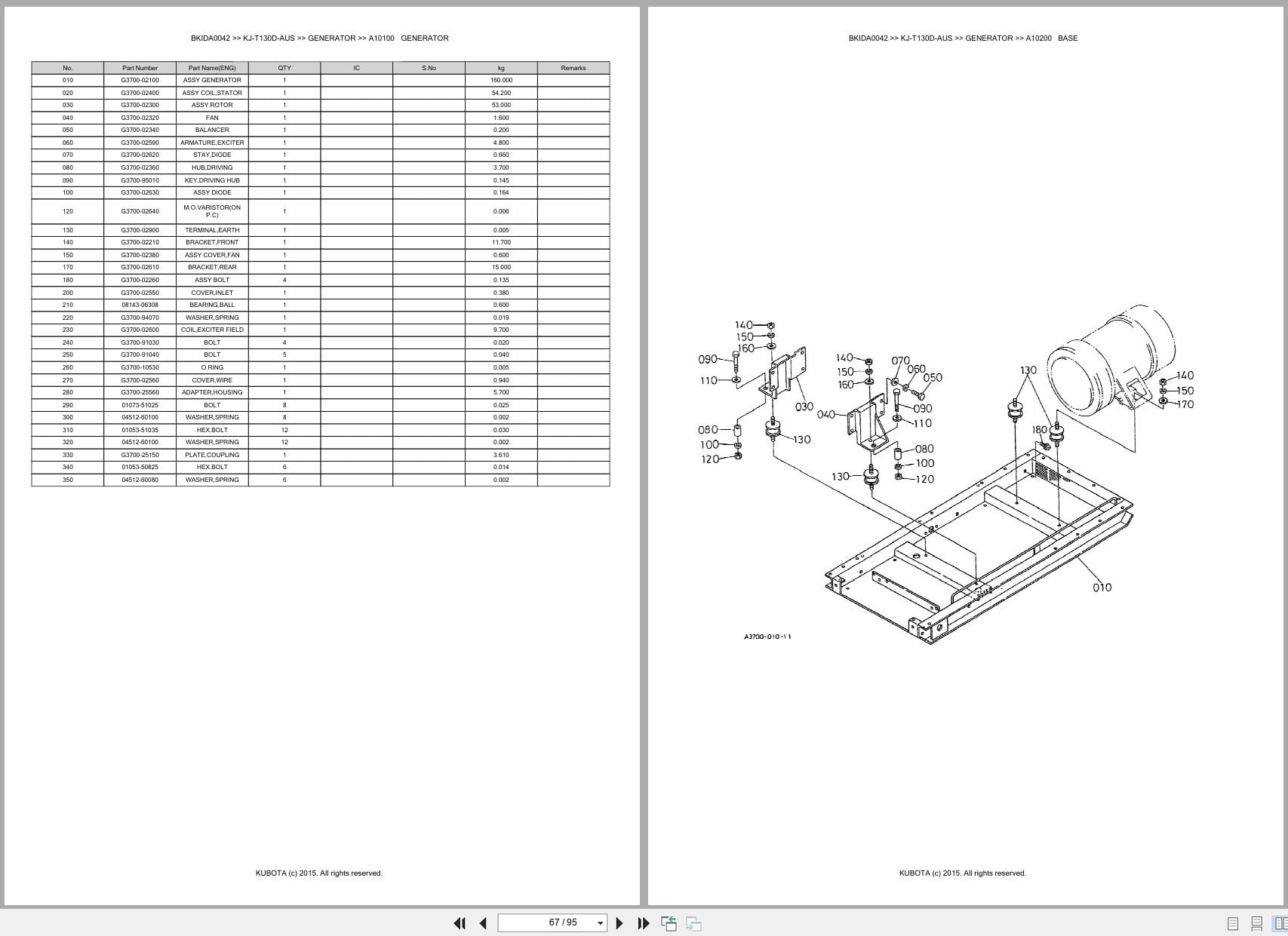 Kubota Generator KJ T130D AUS Australia Parts Catalog (2)