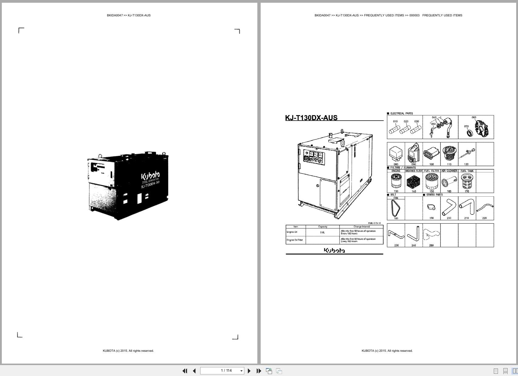 Kubota Generator KJ T130DX AUS Australia Parts Catalog (1)