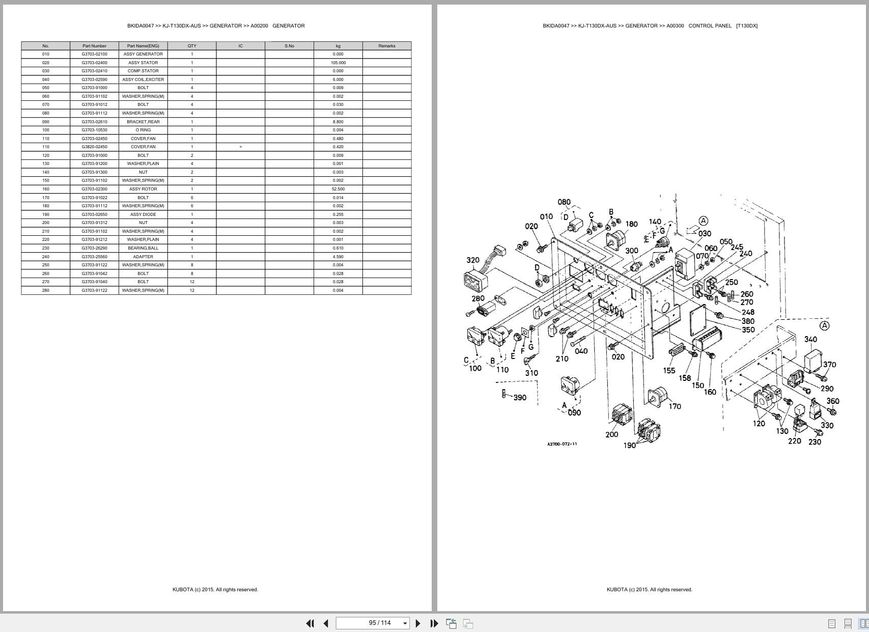 Kubota Generator KJ T130DX AUS Australia Parts Catalog (2)