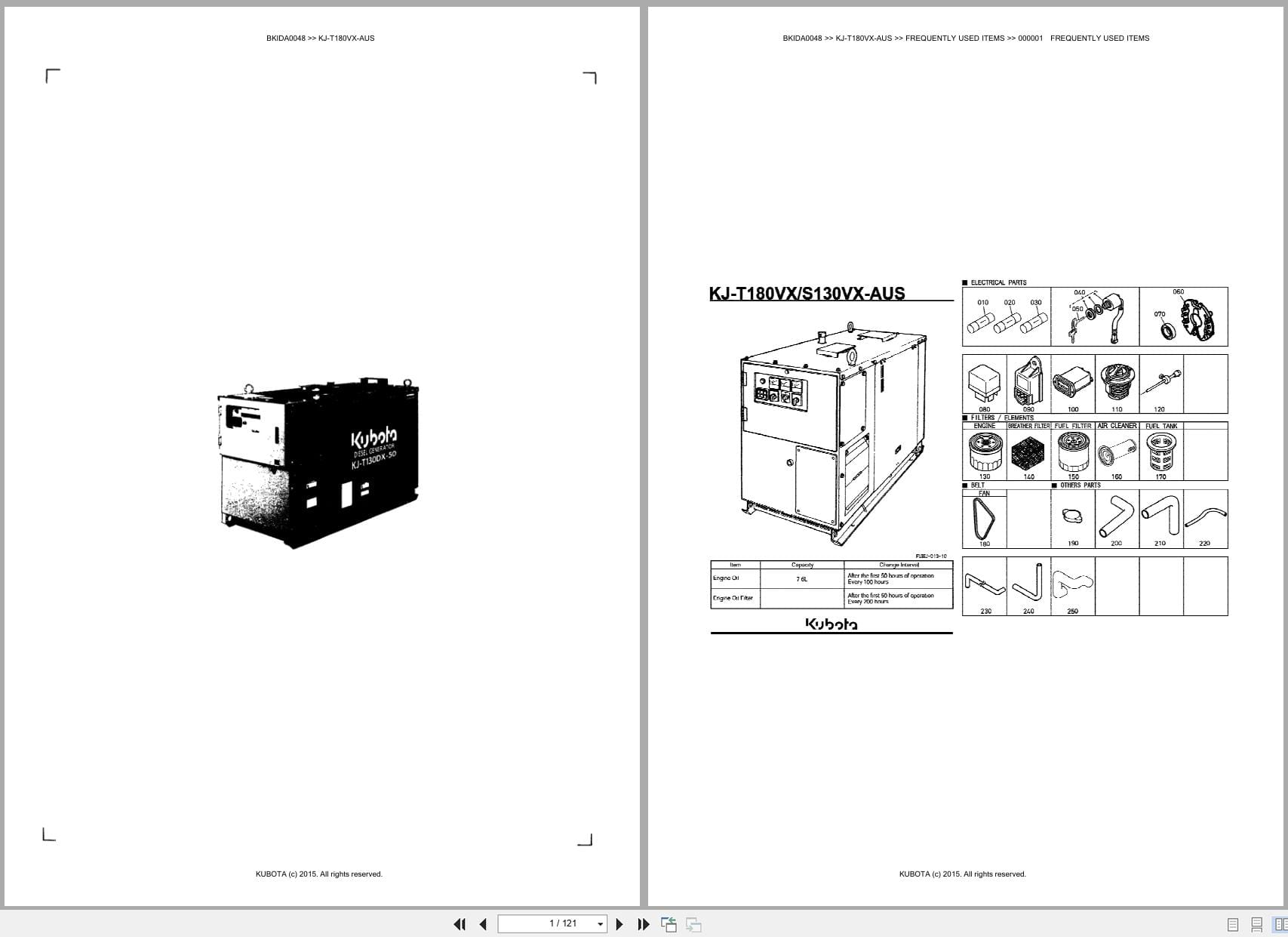 Kubota Generator KJ T180VX AUS Australia Parts Catalog (1)