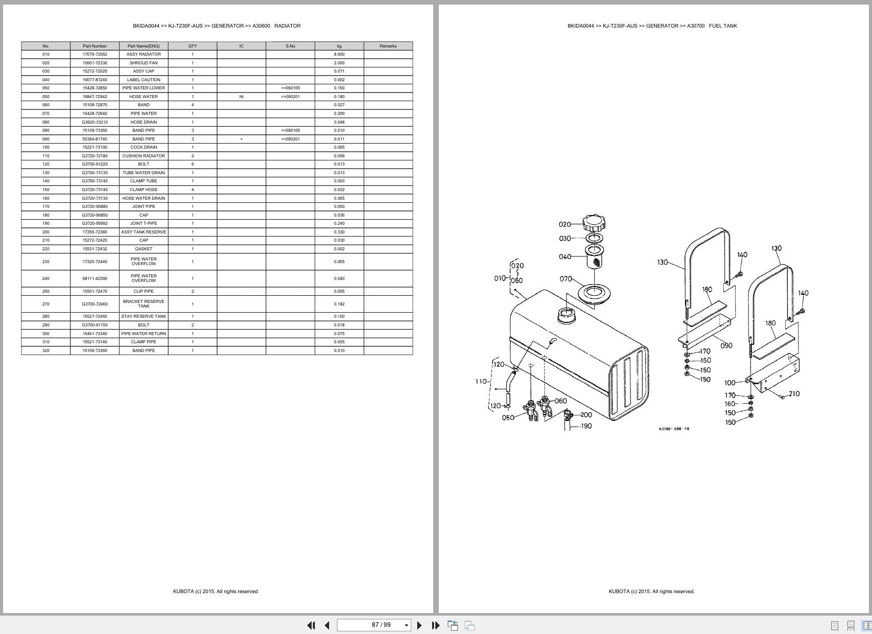 Kubota Generator KJ T230F AUS Australia Parts Catalog (2)