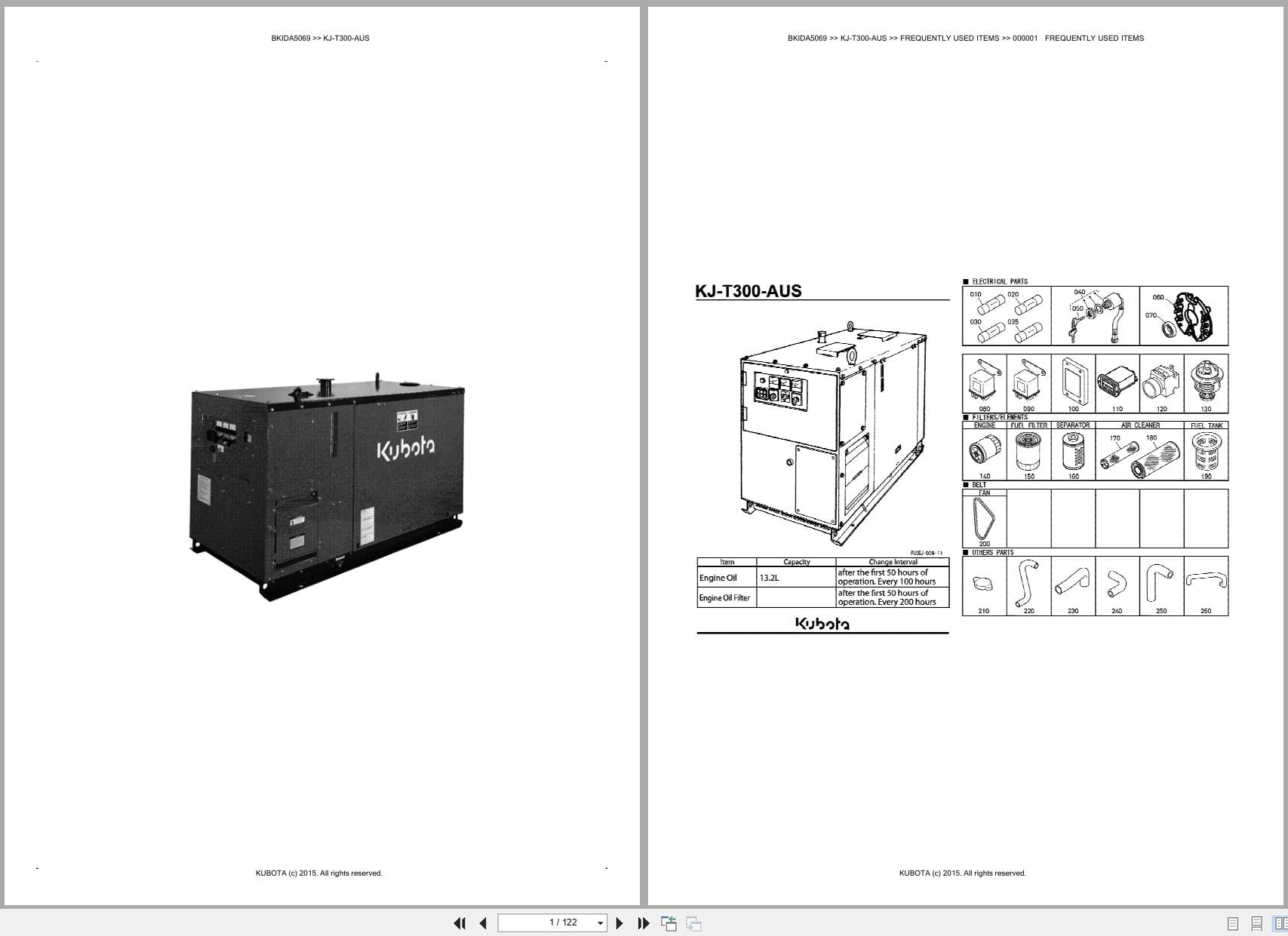 Kubota Generator KJ T300 AUS Australia Parts Catalog (1)