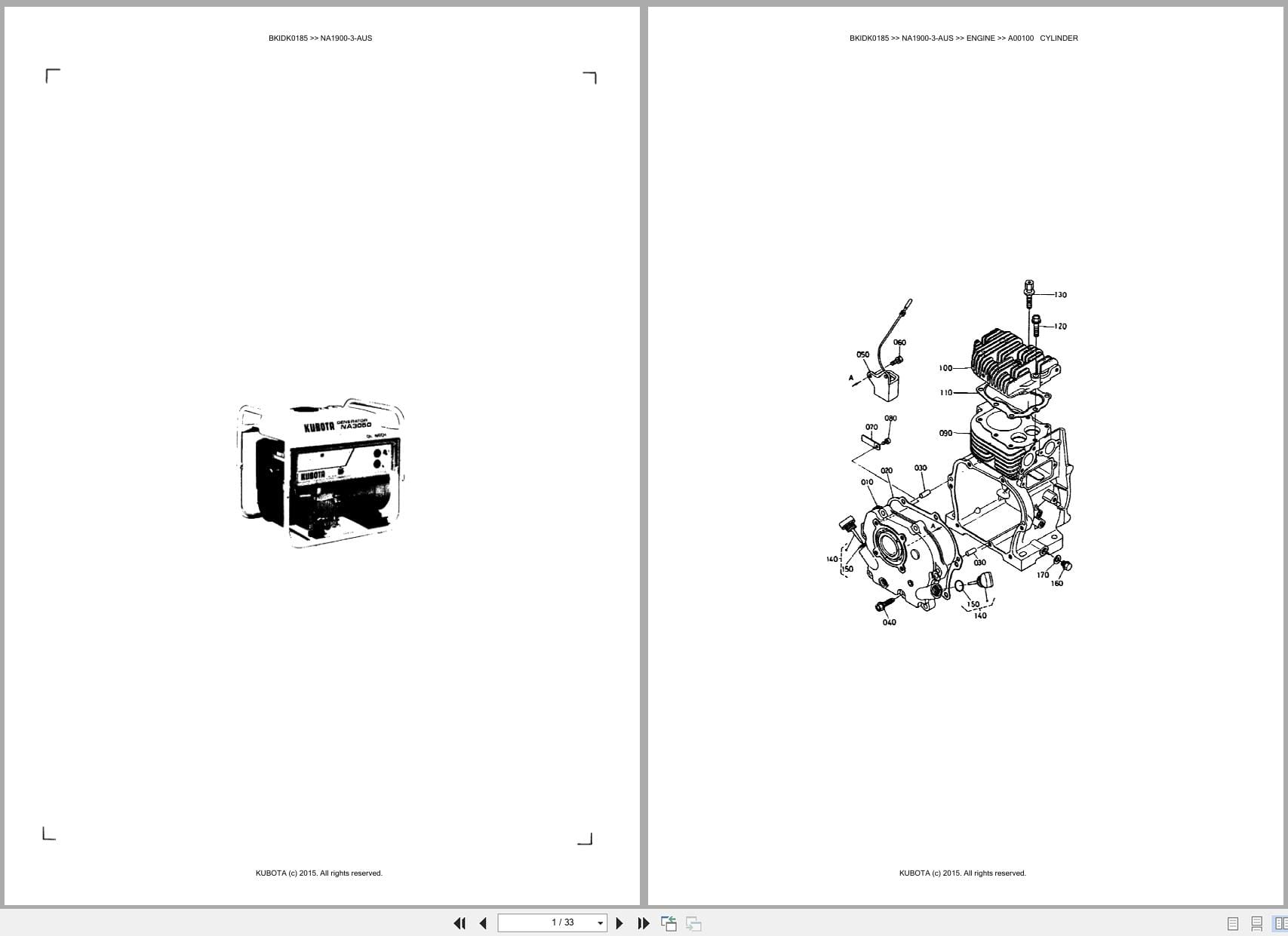 Kubota Generator NA1900 3 AUS Australia Parts Catalog (1)