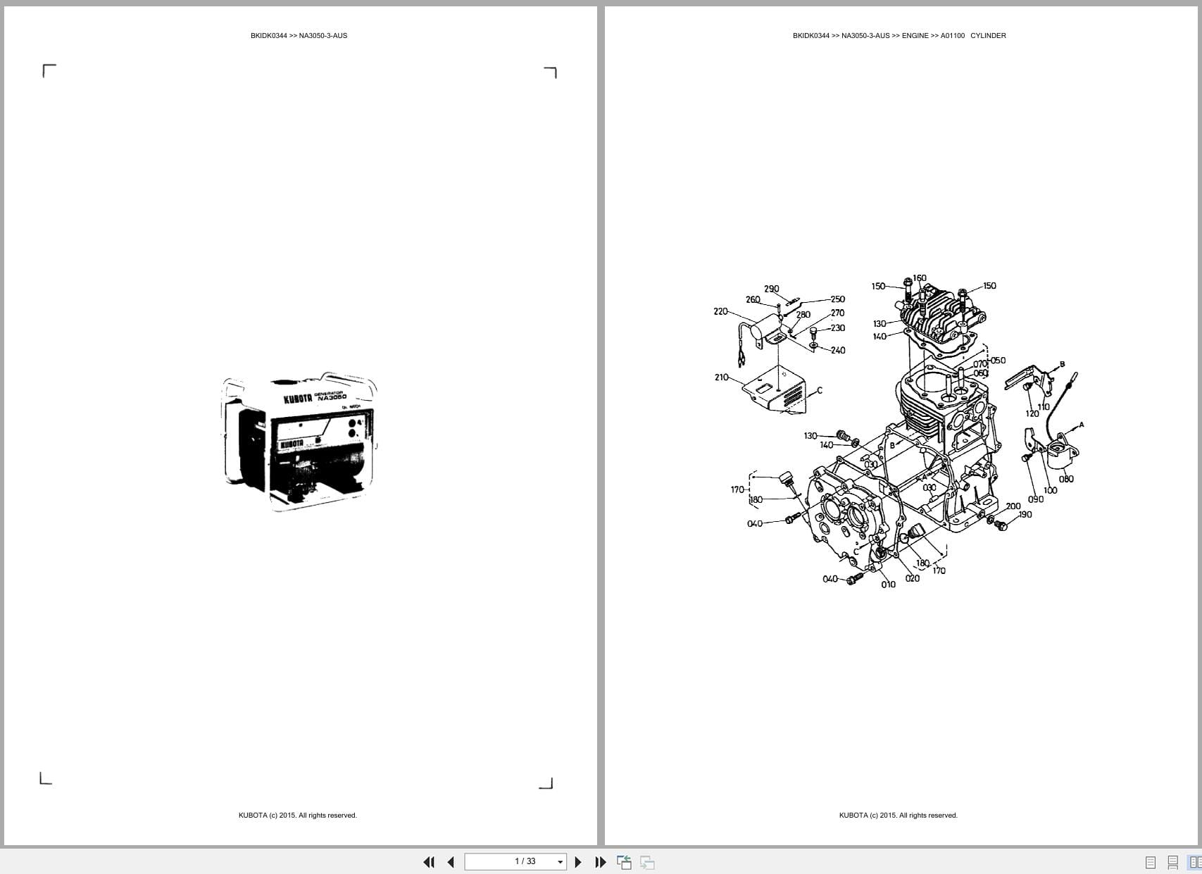 Kubota Generator NA3050 3 AUS Australia Parts Catalog (1)