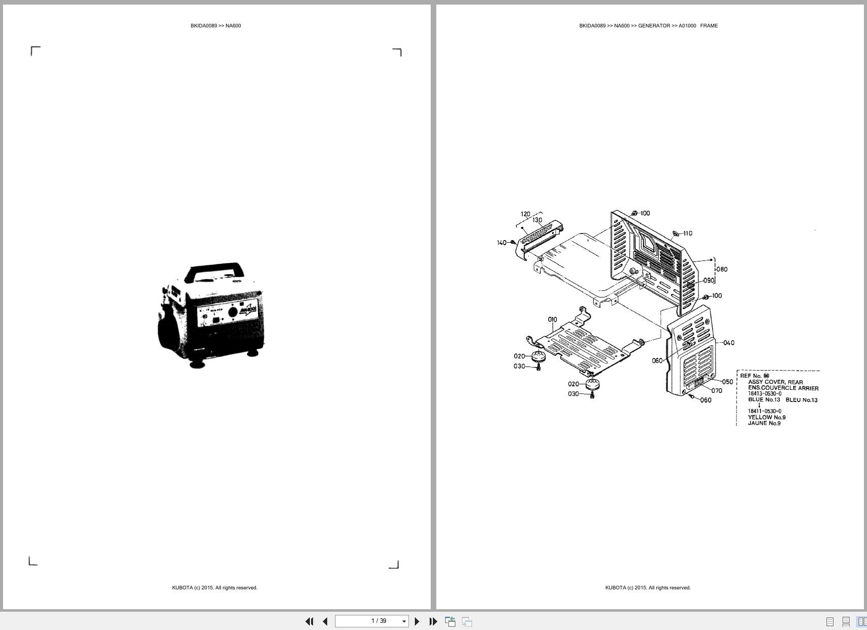 Kubota Generator NA600 Australia Parts Catalog (1)