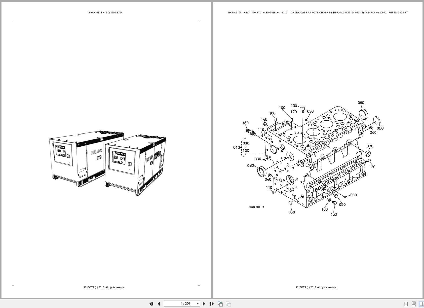 Kubota Generator SQ 1150 STD Australia Parts Catalog (1)