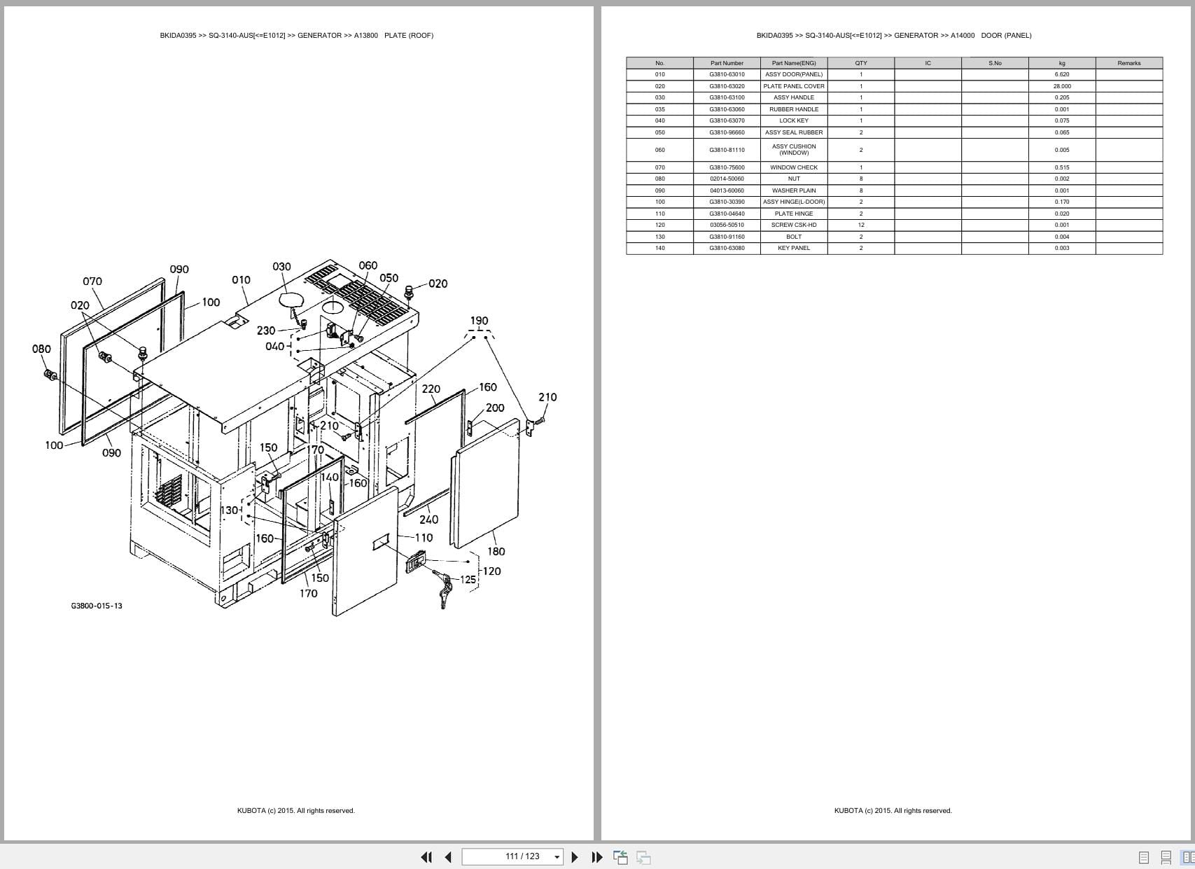 Kubota Generator SQ 3140 AUS E1012 Australia Parts Catalog (2)