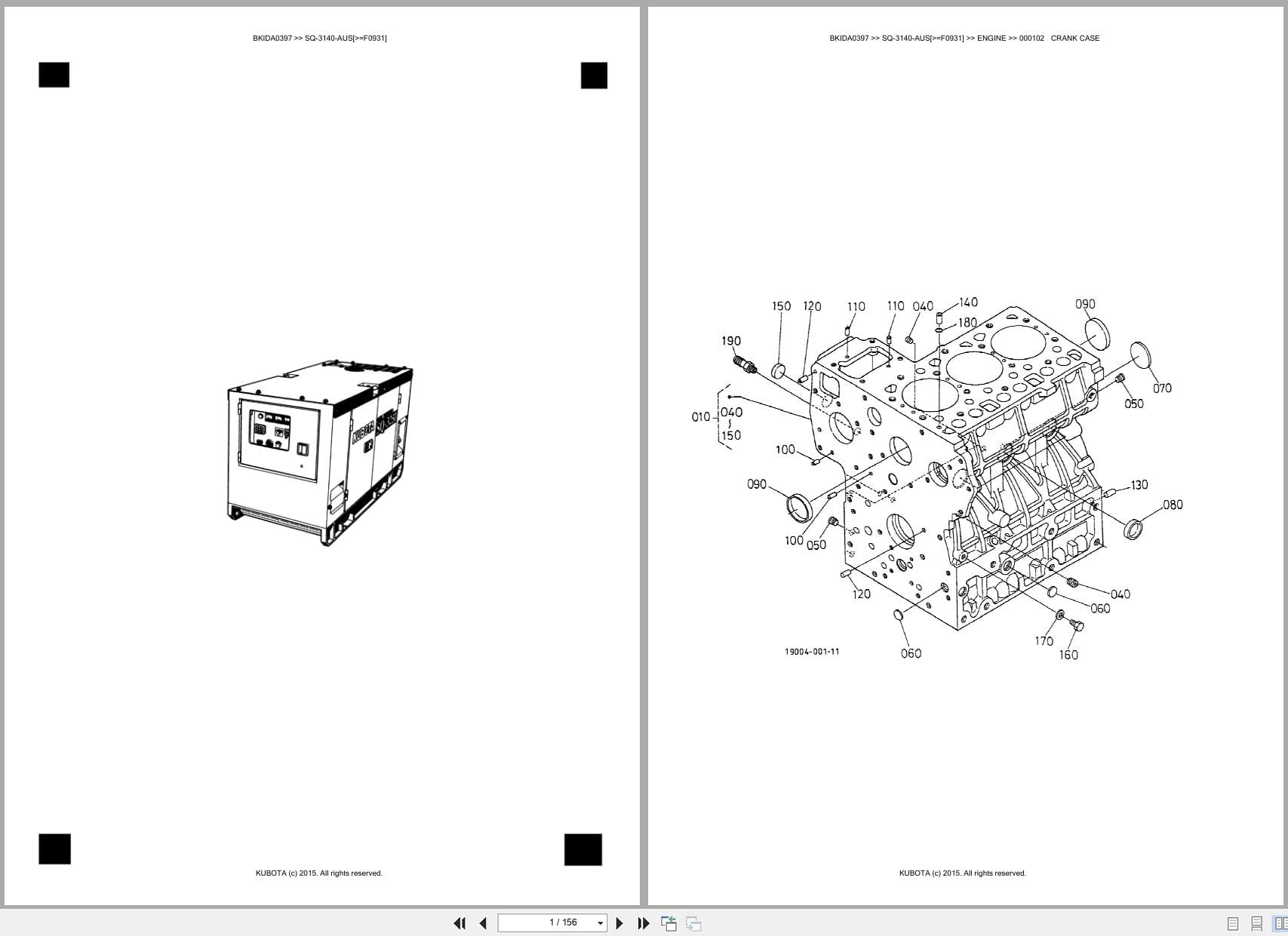 Kubota Generator SQ 3140 AUS F0931 Australia Parts Catalog (1)