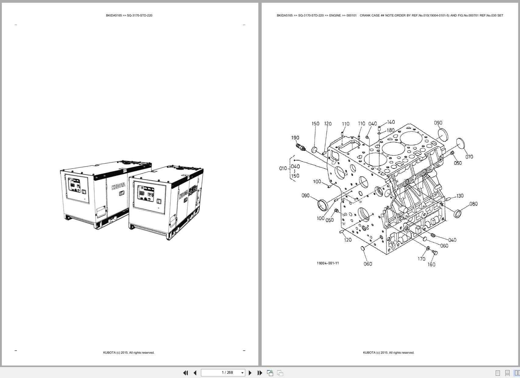 Kubota Generator SQ 3170 STD 220 Australia Parts Catalog (1)