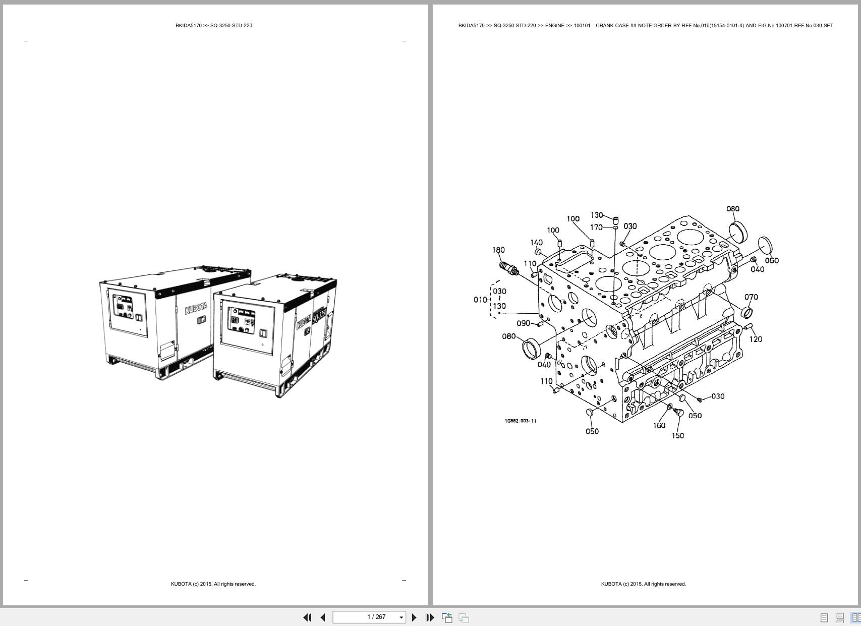 Kubota Generator SQ 3250 STD 220 Australia Parts Catalog (1)