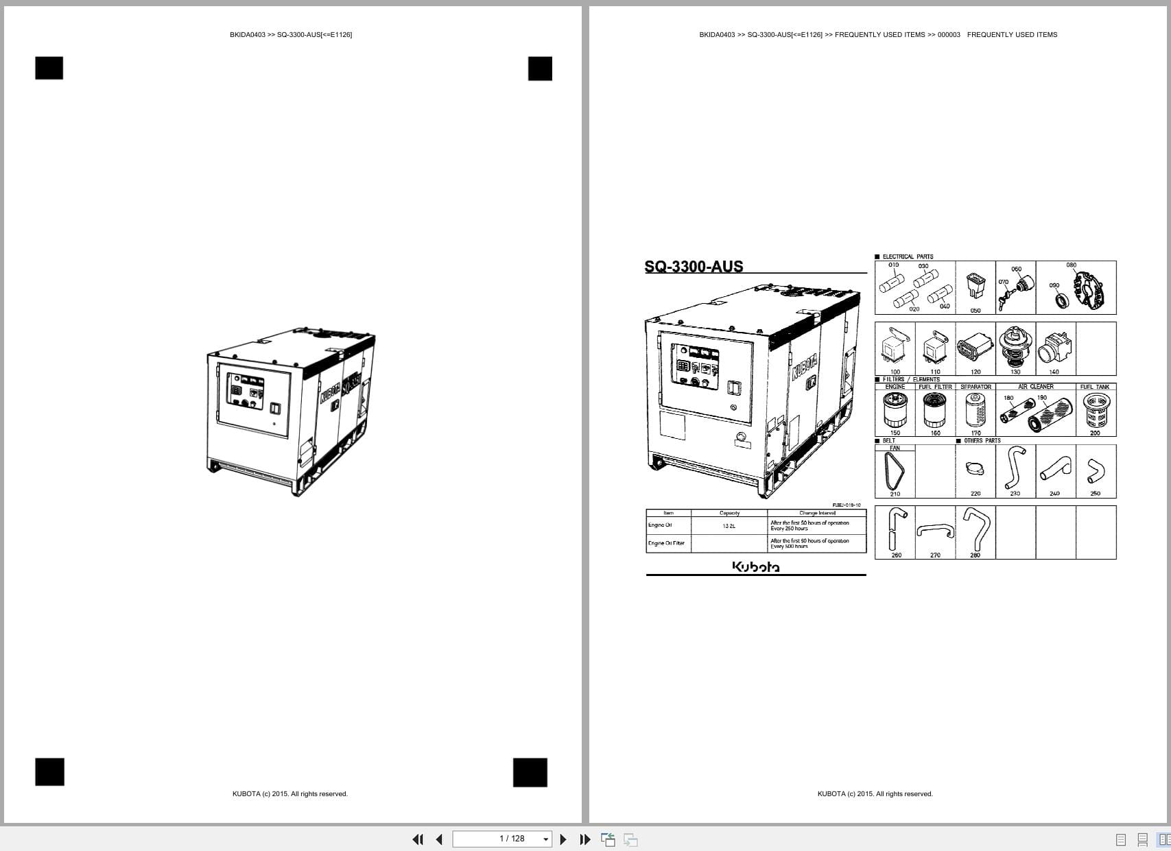 Kubota Generator SQ 3300 AUS E1126 Australia Parts Catalog (1)