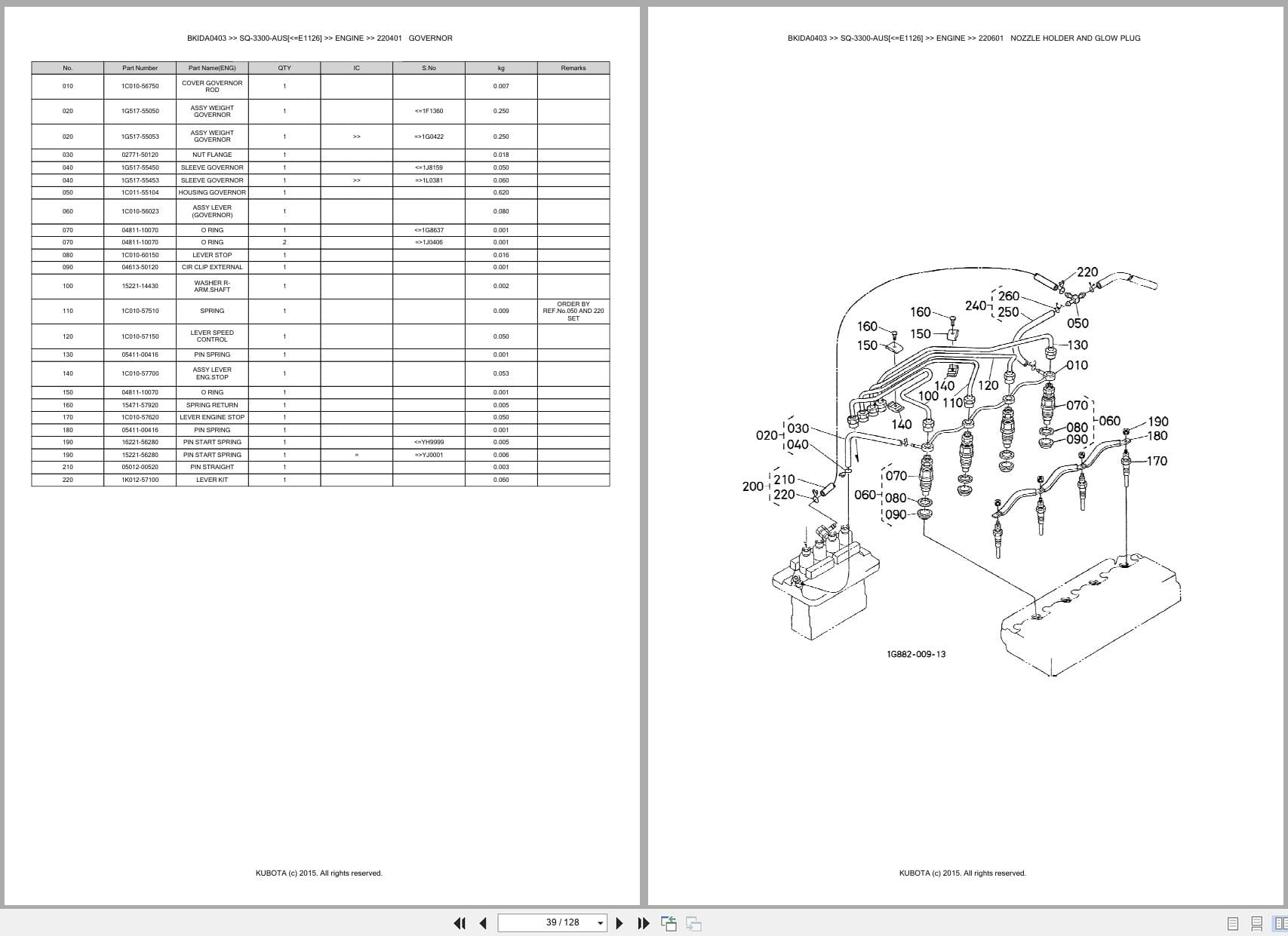 Kubota Generator SQ 3300 AUS E1126 Australia Parts Catalog (2)