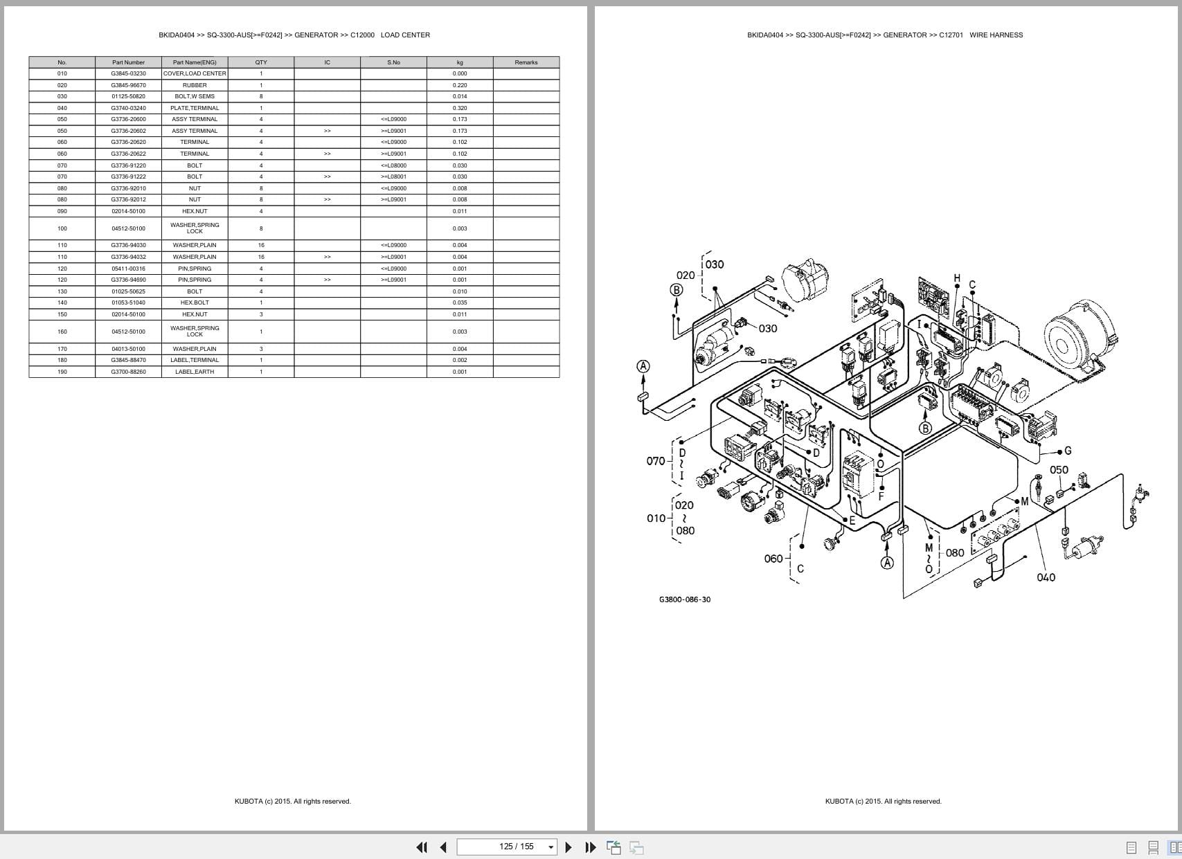 Kubota Generator SQ 3300 AUS F0242 Australia Parts Catalog (2)