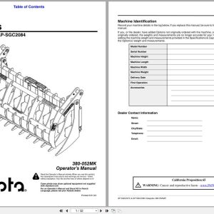 Kubota Grapples AP SGC2072 AP SGC2084 Operating Manual 380 052MK (1)