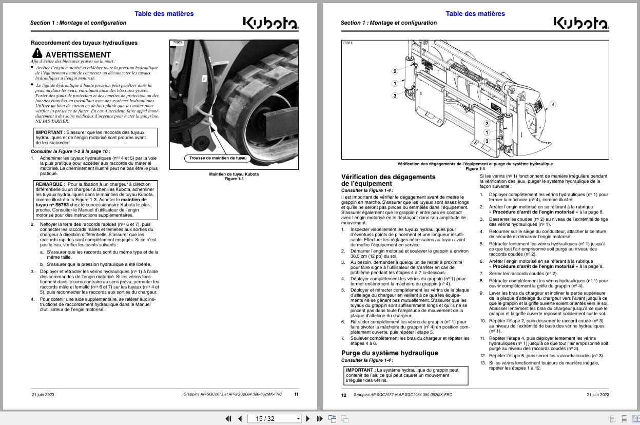 Kubota Grapples AP SGC2072 AP SGC2084 Operator Manual 380 052MK FRC FR (2)