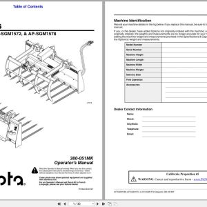 Kubota Grapples AP SGM1566 AP SGM1572 AP SGM1578 Operating Manual 380 051MK (1)