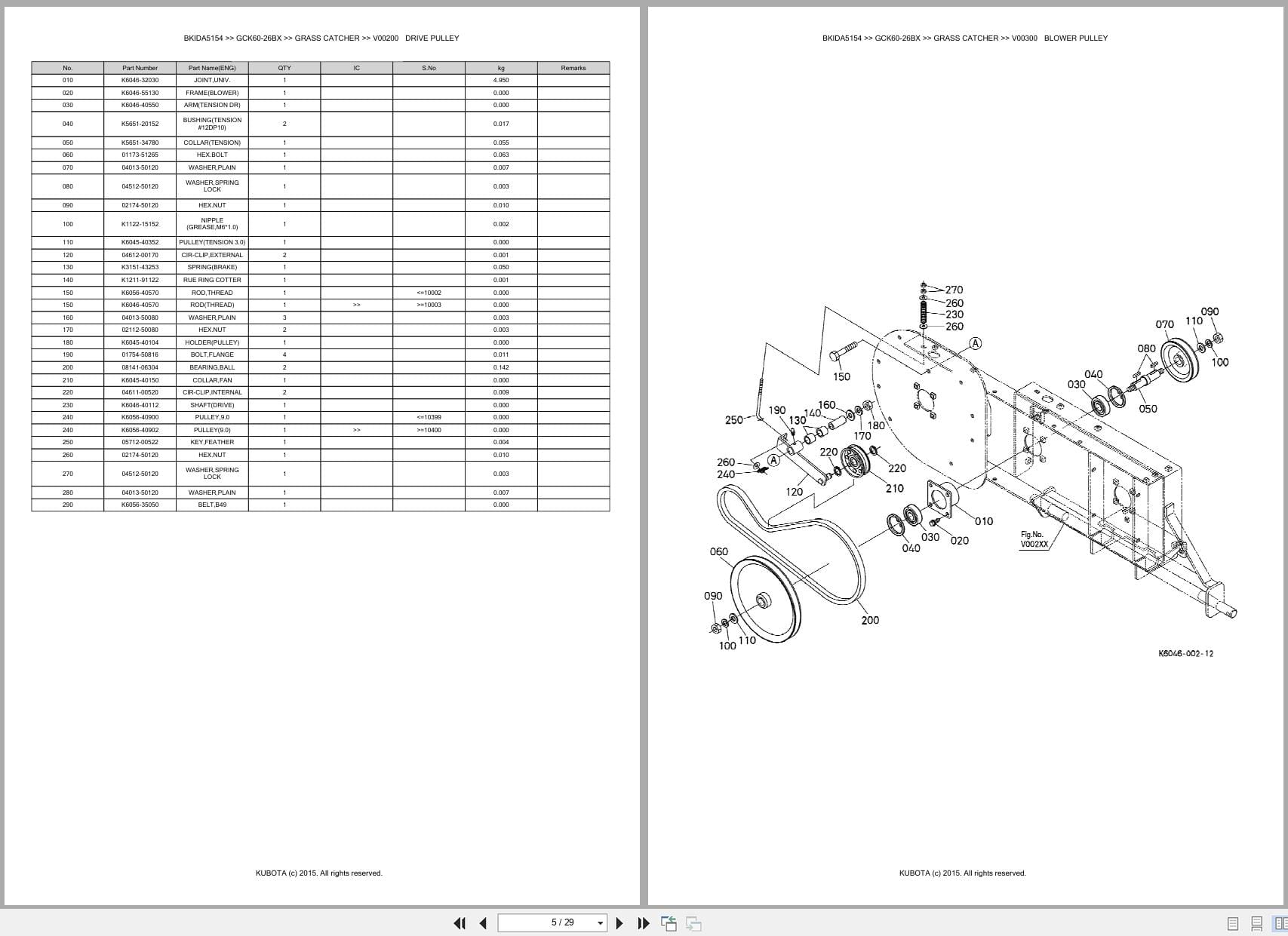 Kubota Grass Catcher GCK60 26BX Australia Parts Catalog (2)