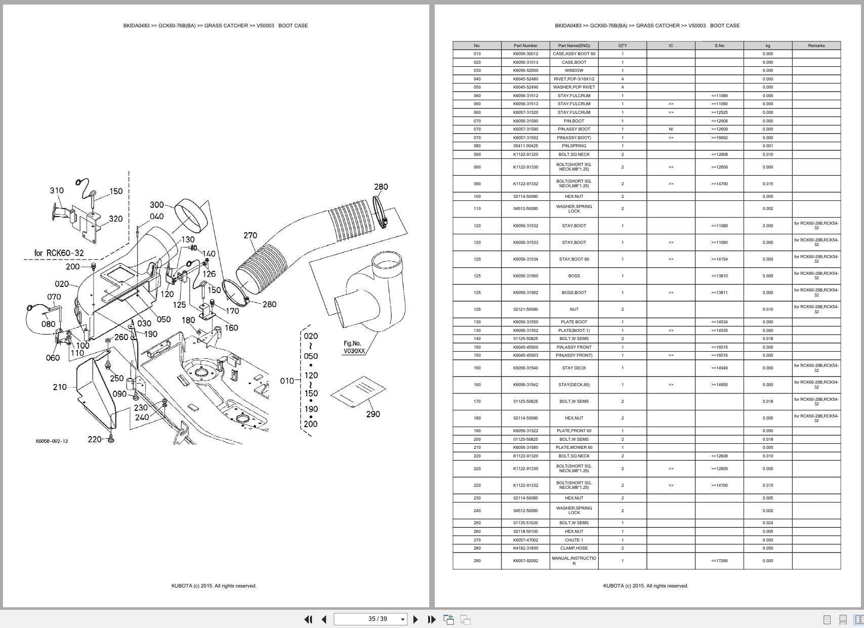 Kubota Grass Catcher GCK60 76B GCK60 76BA Australia Parts Catalog (2)