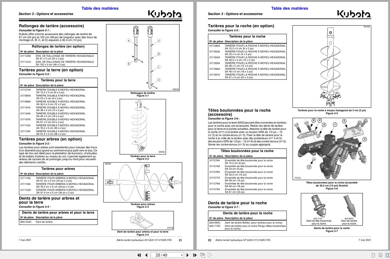 Kubota Hydraulic Auger Spade AP SA20 Operator Manual 317 215MK FRC FR (2)