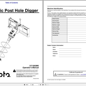 Kubota Hydraulic Post Hole Digger AP SA35 Operation Manual 317 093MK (1)