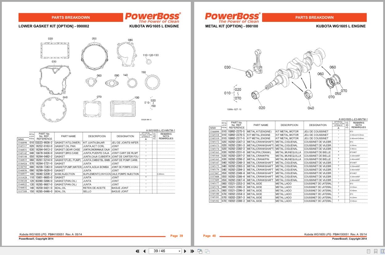 Kubota LPG Engine WG1605 Supplement Parts Catalog 4100051 2014 (2)