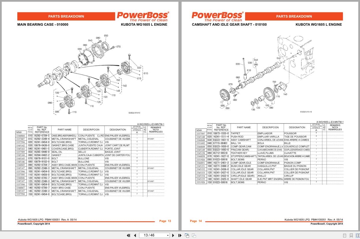 Kubota LPG Engine WG1605 Supplement Parts Catalog 4100051 2014 (3)