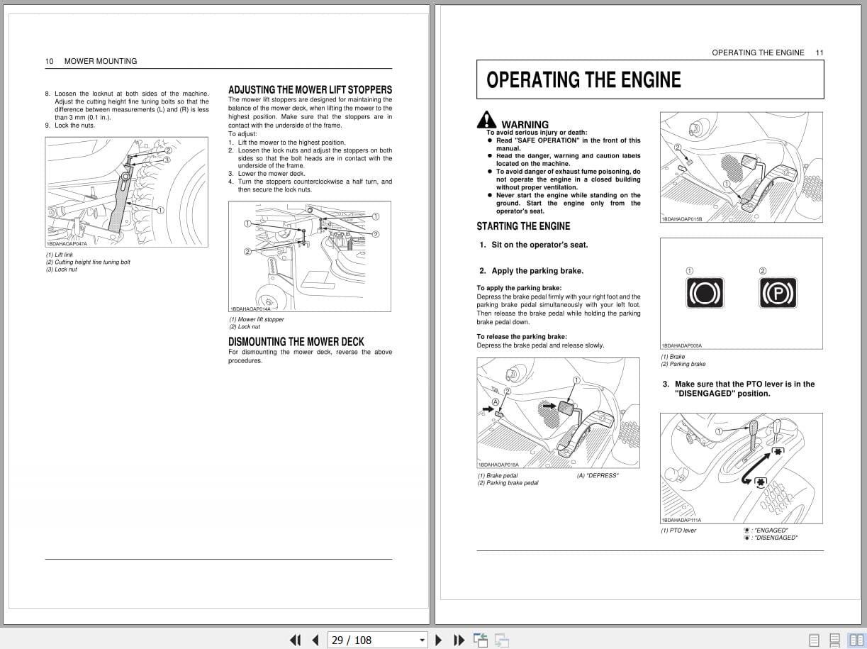 Kubota Lawn And Garden Tractor GR2020G GR2120 GR2120AU Operators Manual Kl260 7122 1 (2)