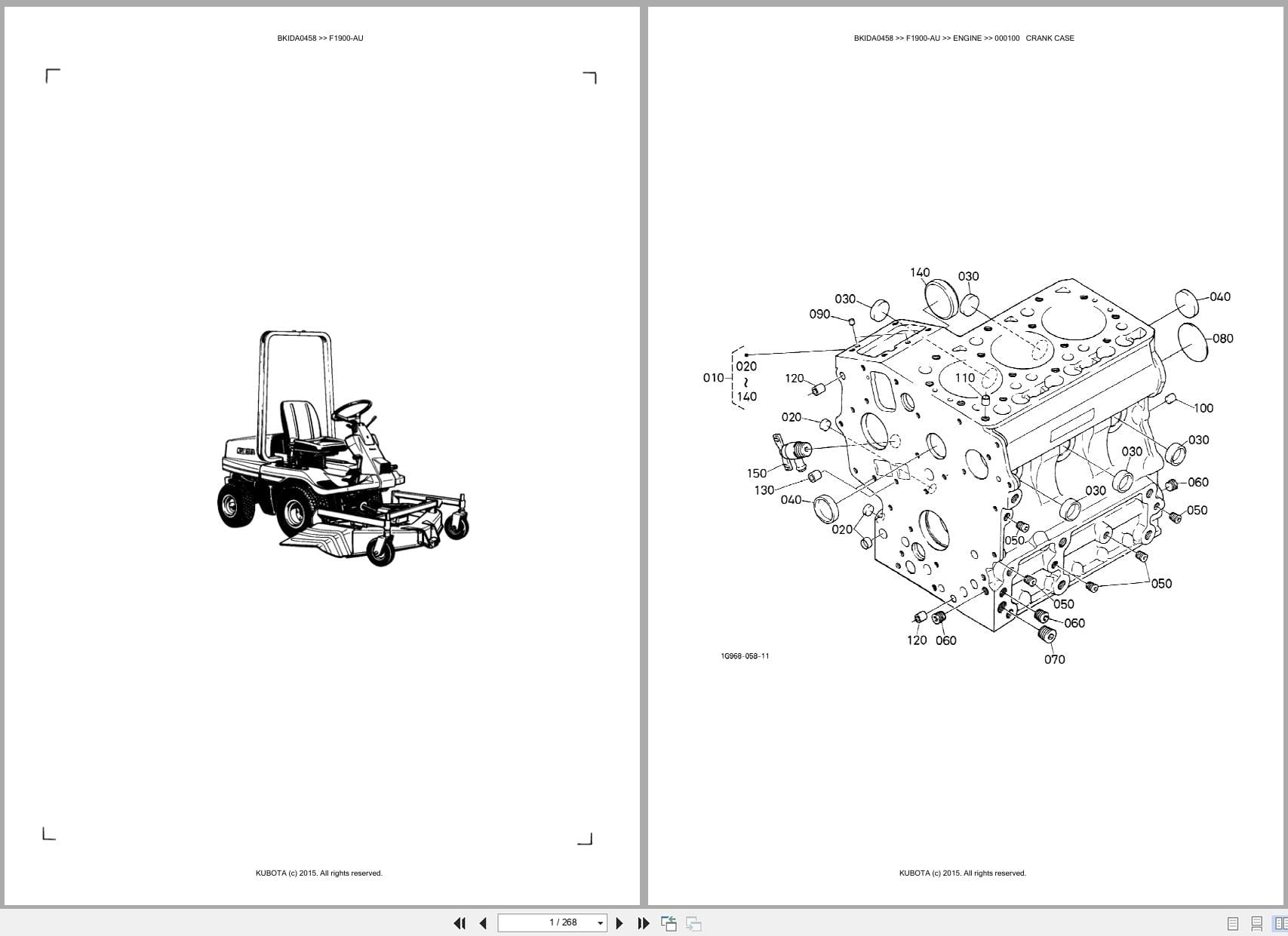 Kubota Mower F1900 AU Australia Parts Catalog (1)