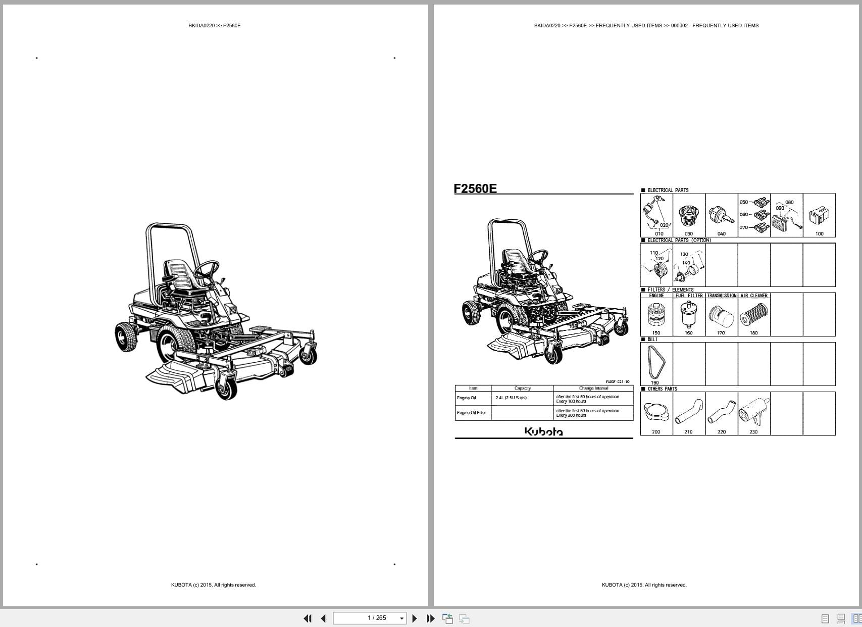 Kubota Mower F2560E Australia Parts Catalog (1)