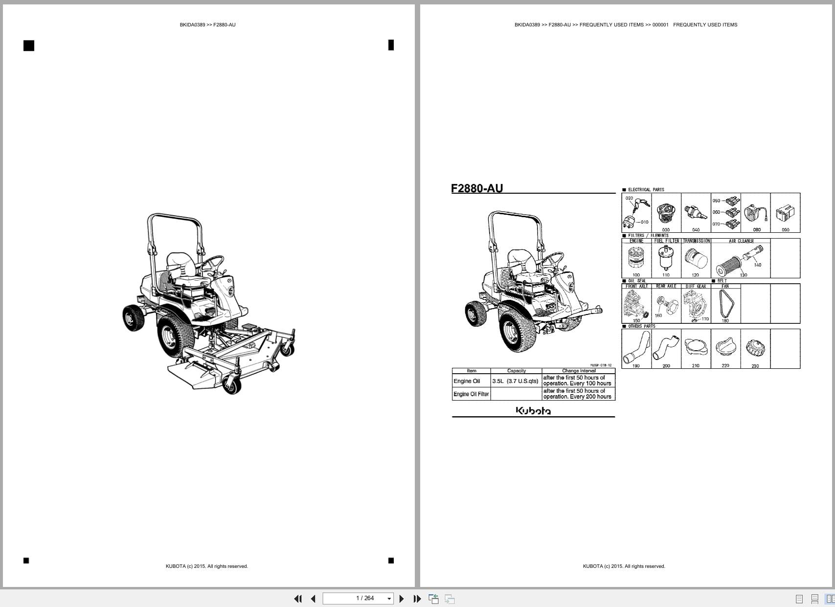Kubota Mower F2880 AU Australia Parts Catalog (1)