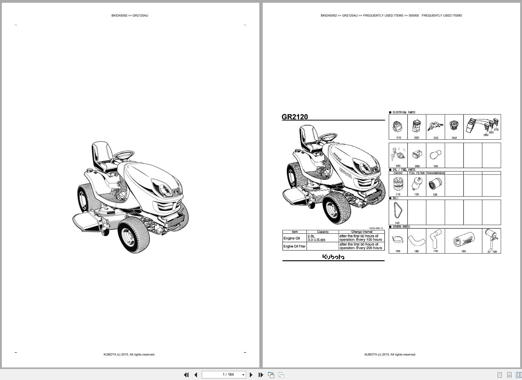 Kubota Mower GR2120AU Australia Parts Catalog (1)