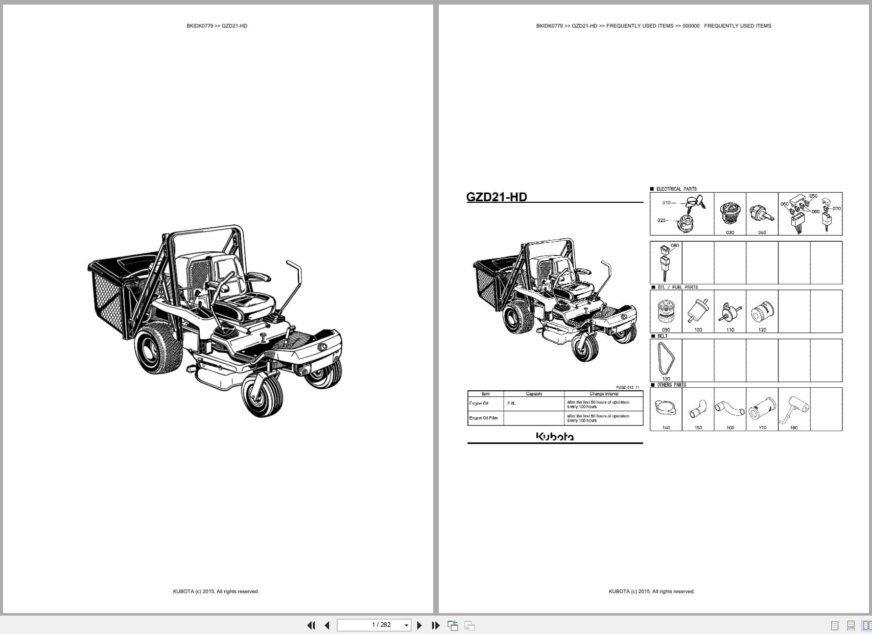 Kubota Mower GZD21 HD Australia Parts Catalog (1)