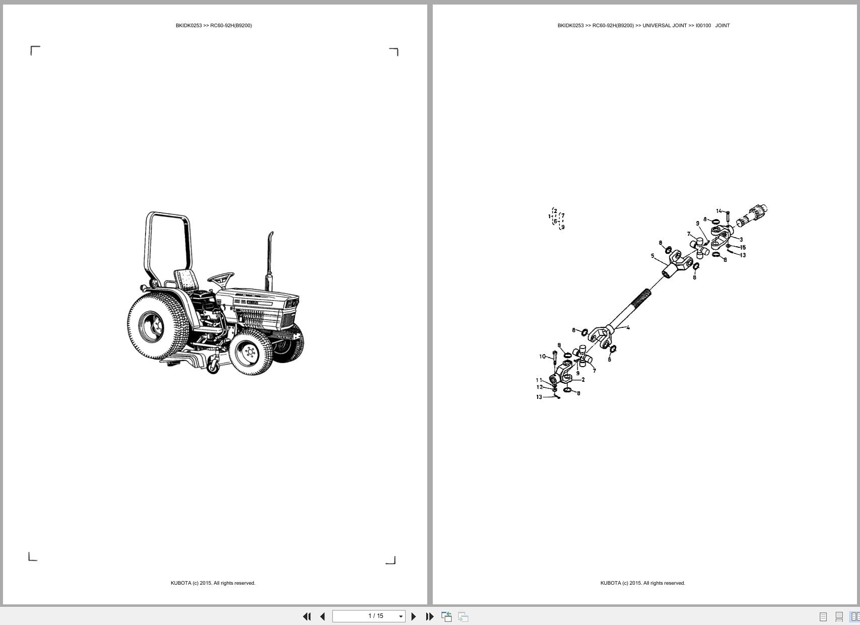 Kubota Mower RC60 92H(B9200) Australia Parts Catalog (1)