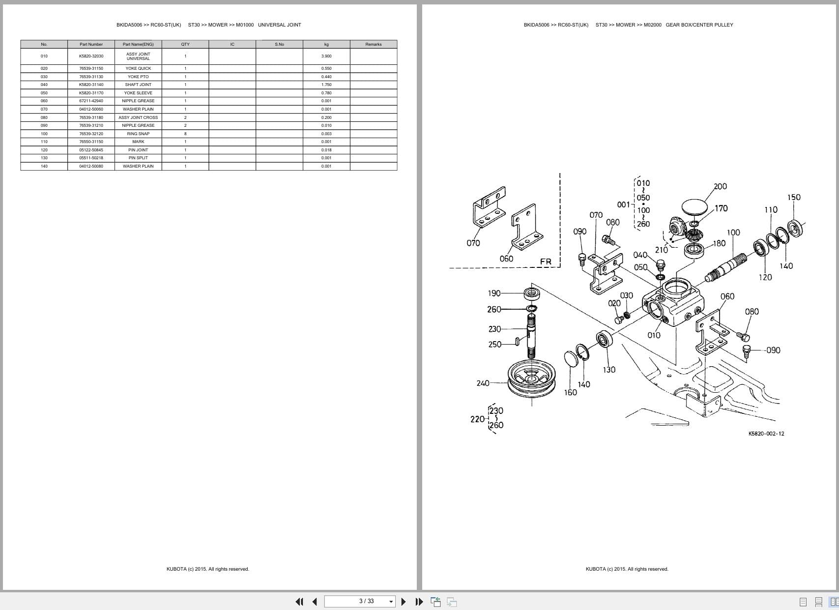 Kubota Mower RC60 ST(UK) ST30 Australia Parts Catalog (2)