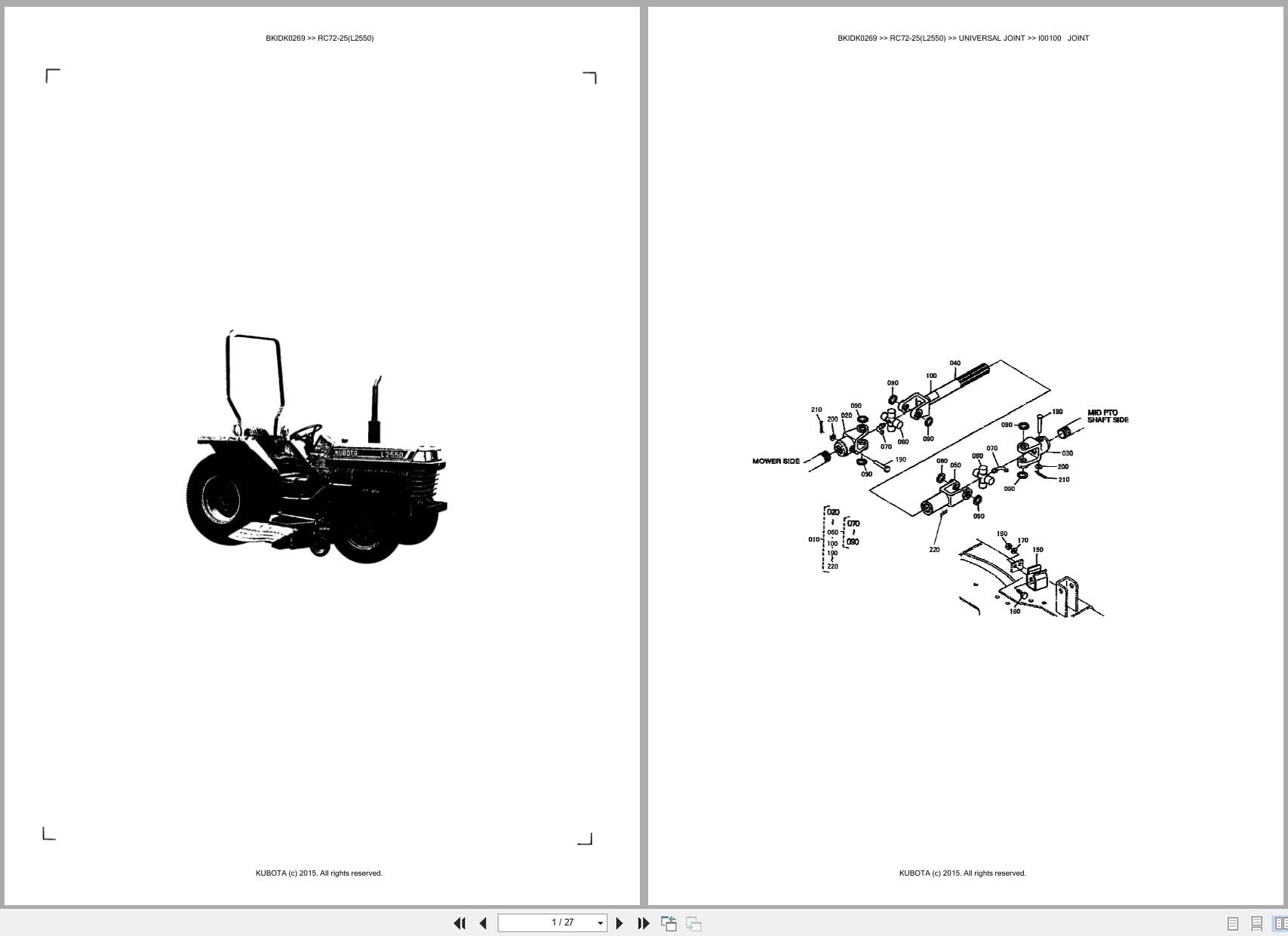 Kubota Mower RC72 25(L2550) Australia Parts Catalog (1)