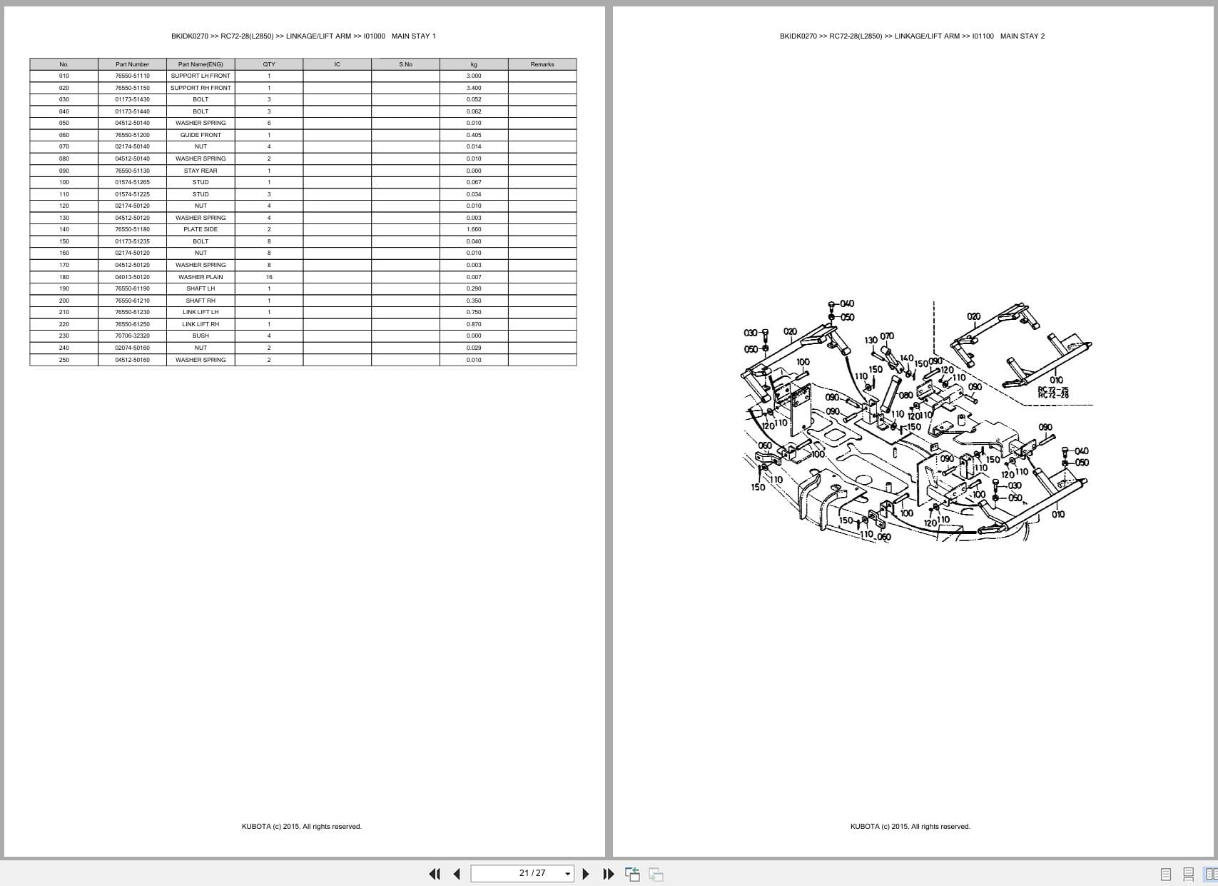 Kubota Mower RC72 28(L2850) Australia Parts Catalog (2)