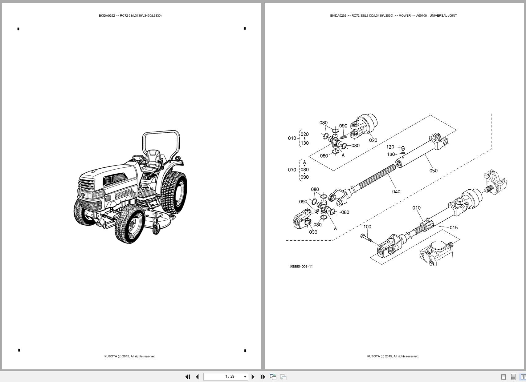 Kubota Mower RC72 38(L3130 L3430 L3830) Australia Parts Catalog (1)