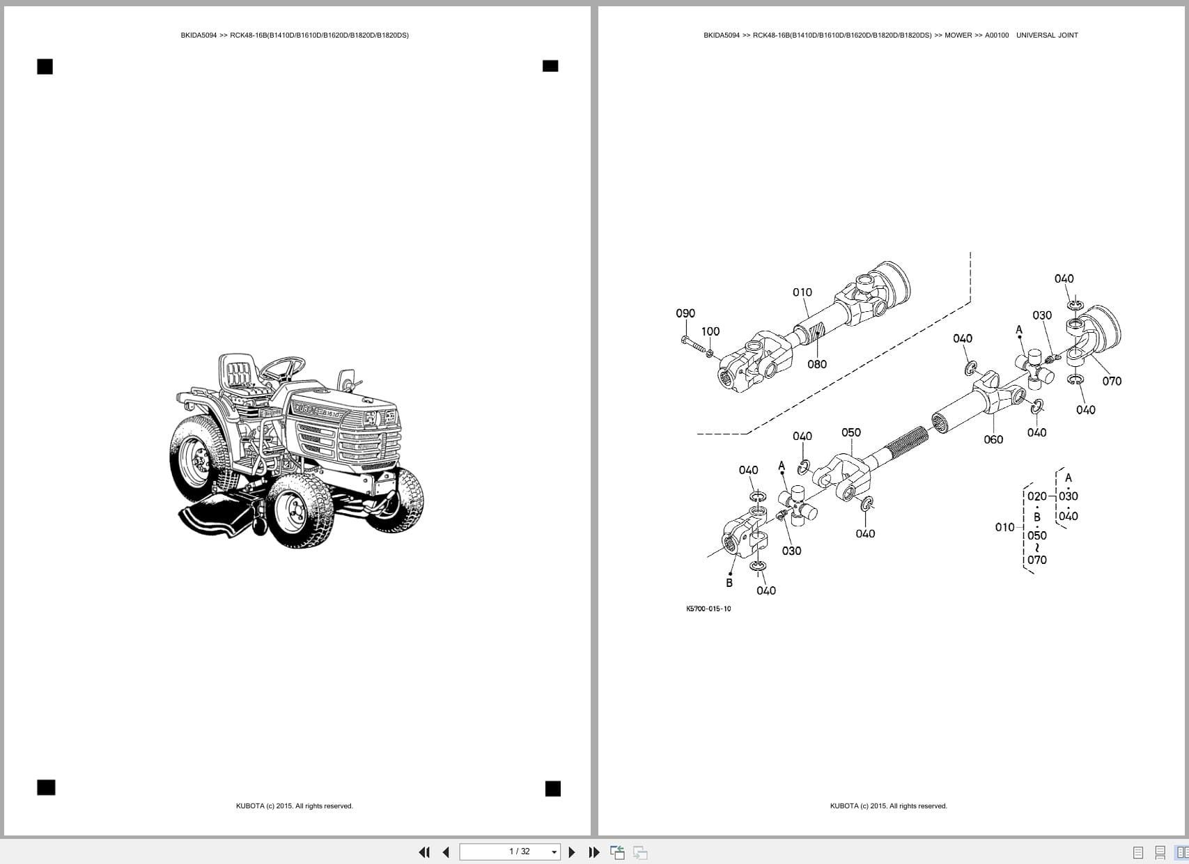 Kubota Mower RCK48 16B(B1410D B1610D B1620D B1820D B1820DS) Australia Parts Catalog (1)